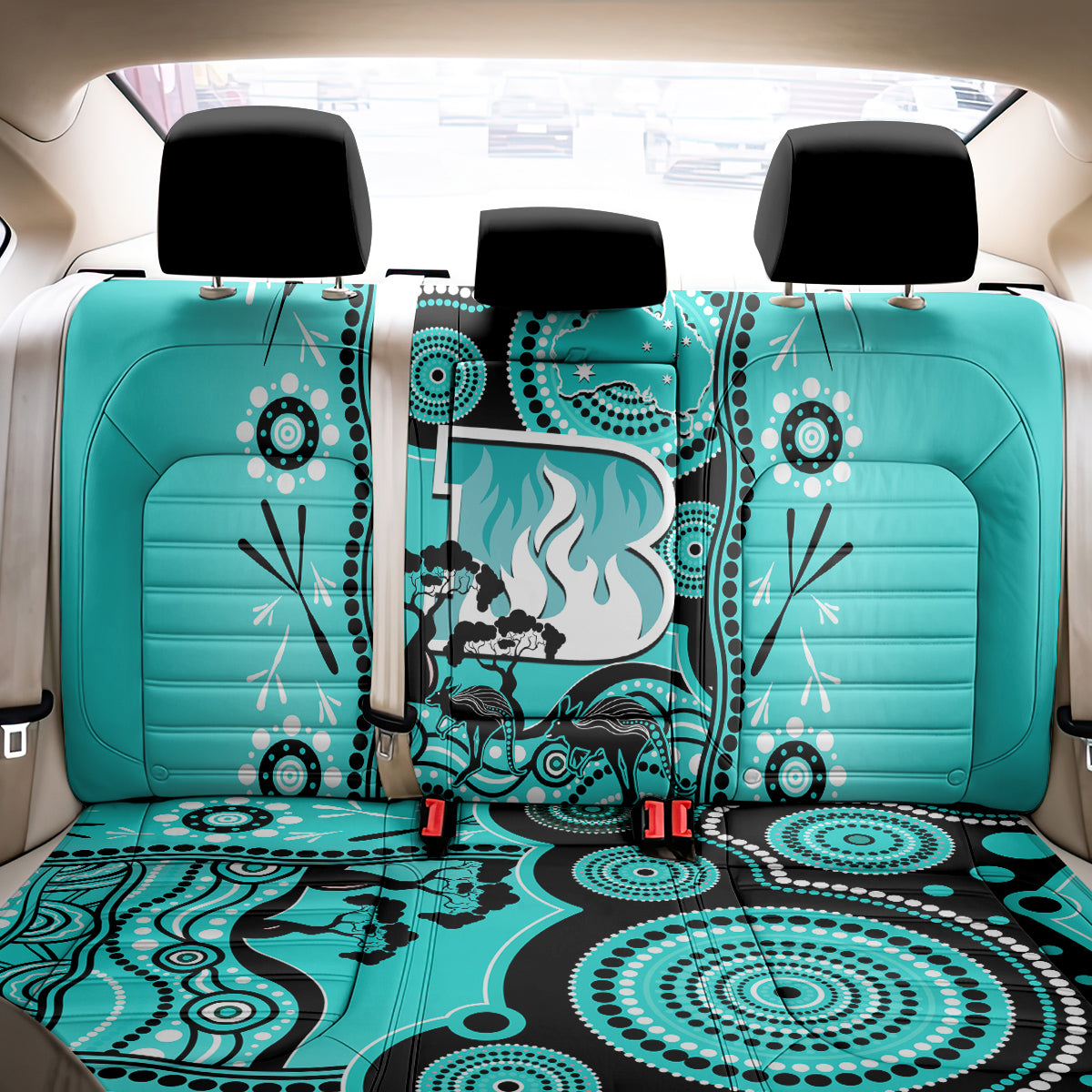 Brisbane Heat Cricket Back Car Seat Cover Happy Australia Day Aboriginal Art LT14