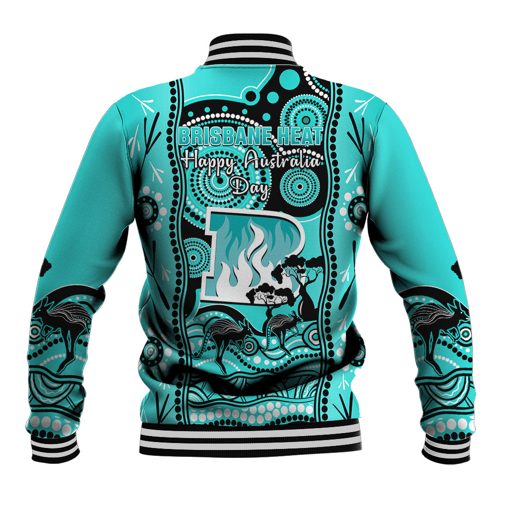 Brisbane Heat Cricket Baseball Jacket Happy Australia Day Aboriginal Art - Vibe Hoodie Shop