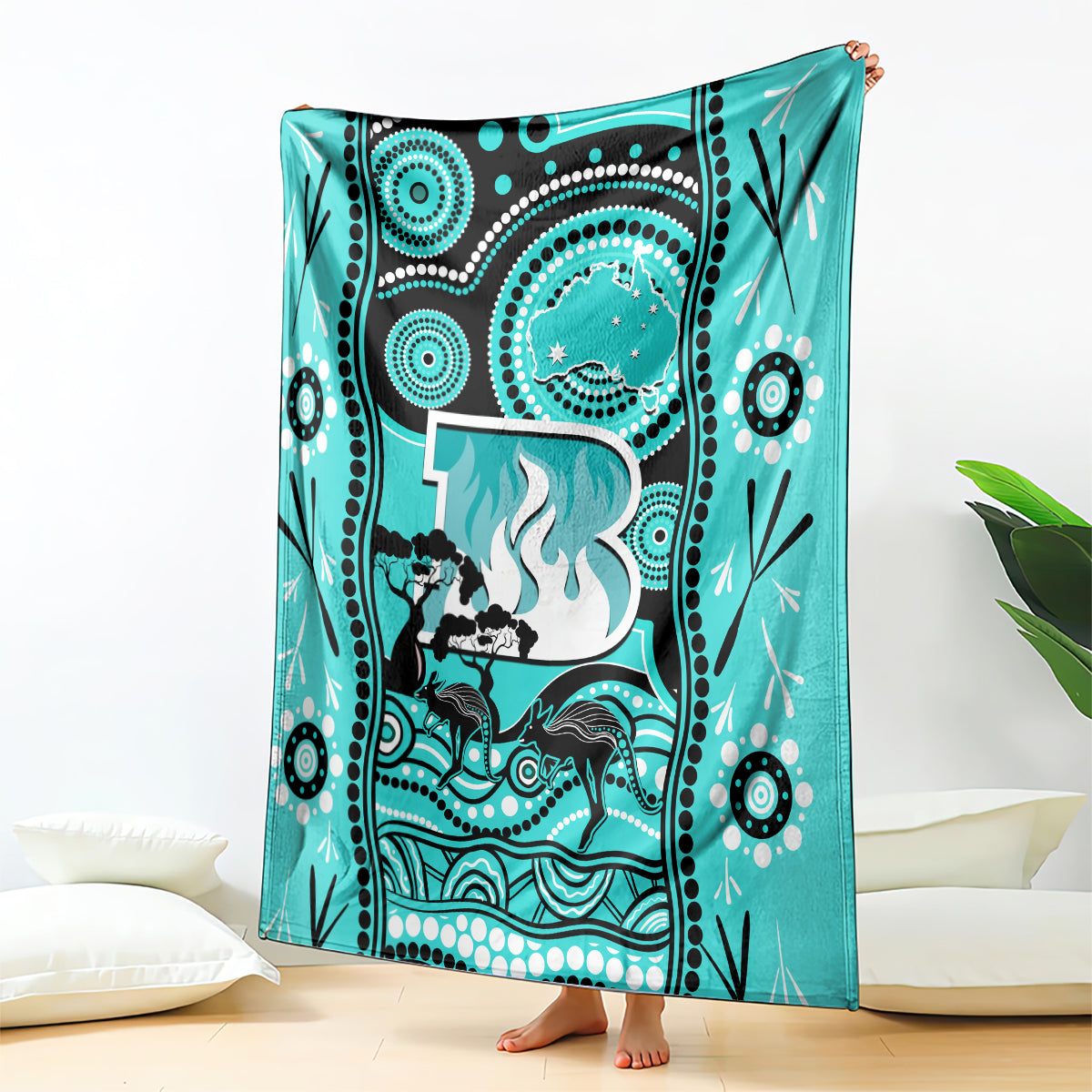 Brisbane Heat Cricket Blanket Happy Australia Day Aboriginal Art - Vibe Hoodie Shop