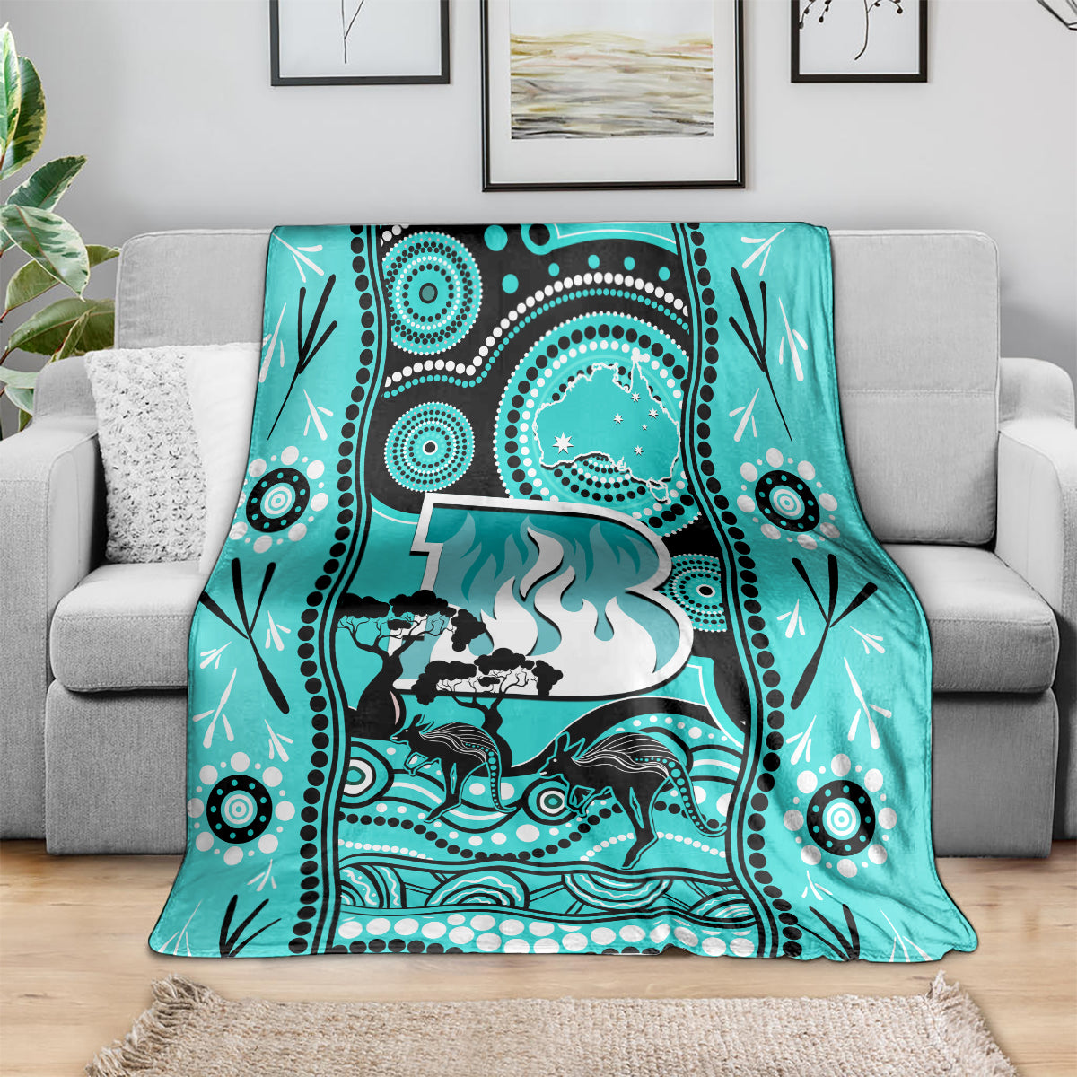 Brisbane Heat Cricket Blanket Happy Australia Day Aboriginal Art - Vibe Hoodie Shop