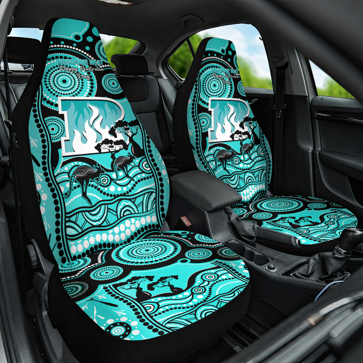 Brisbane Heat Cricket Car Seat Cover Happy Australia Day Aboriginal Art - Vibe Hoodie Shop