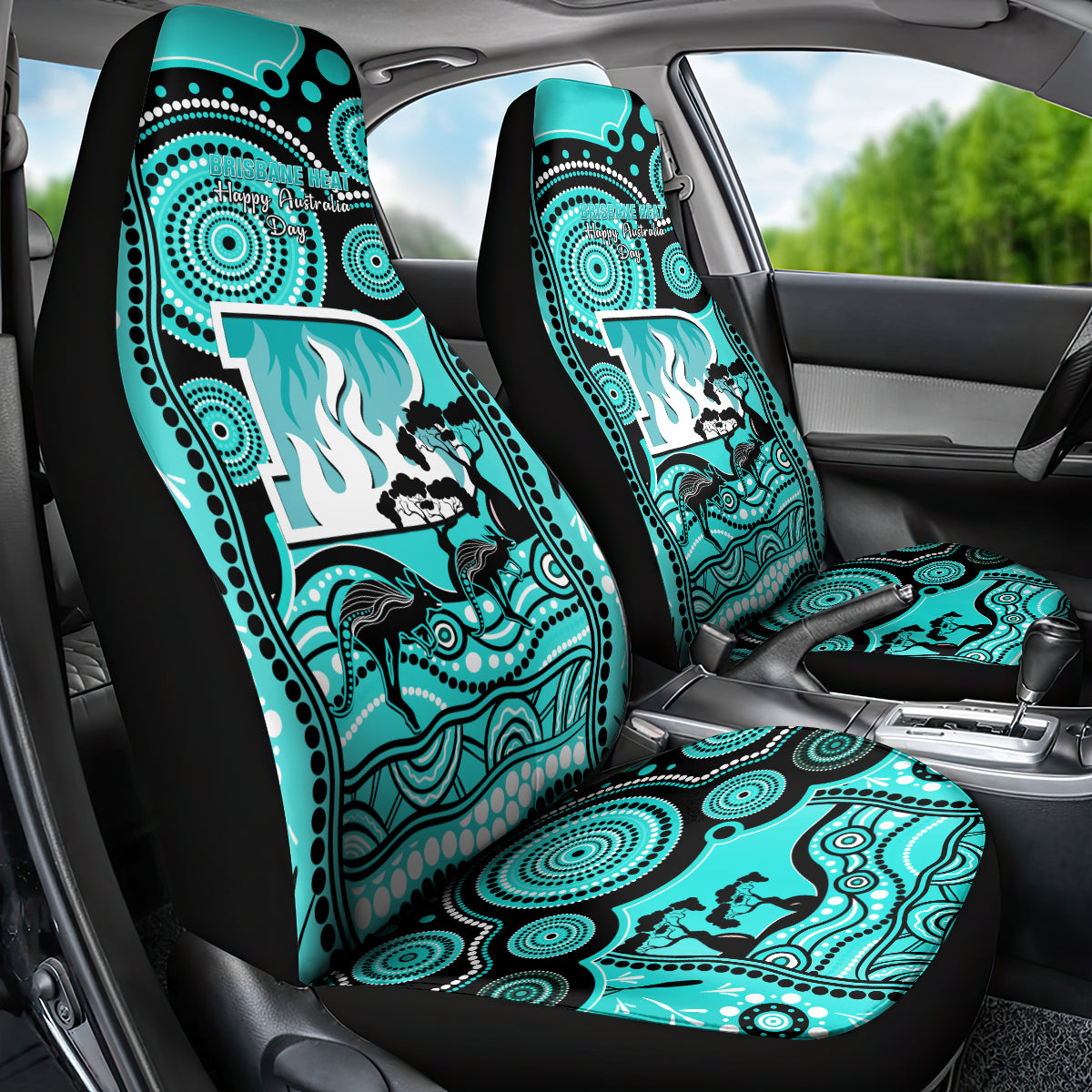 Brisbane Heat Cricket Car Seat Cover Happy Australia Day Aboriginal Art - Vibe Hoodie Shop