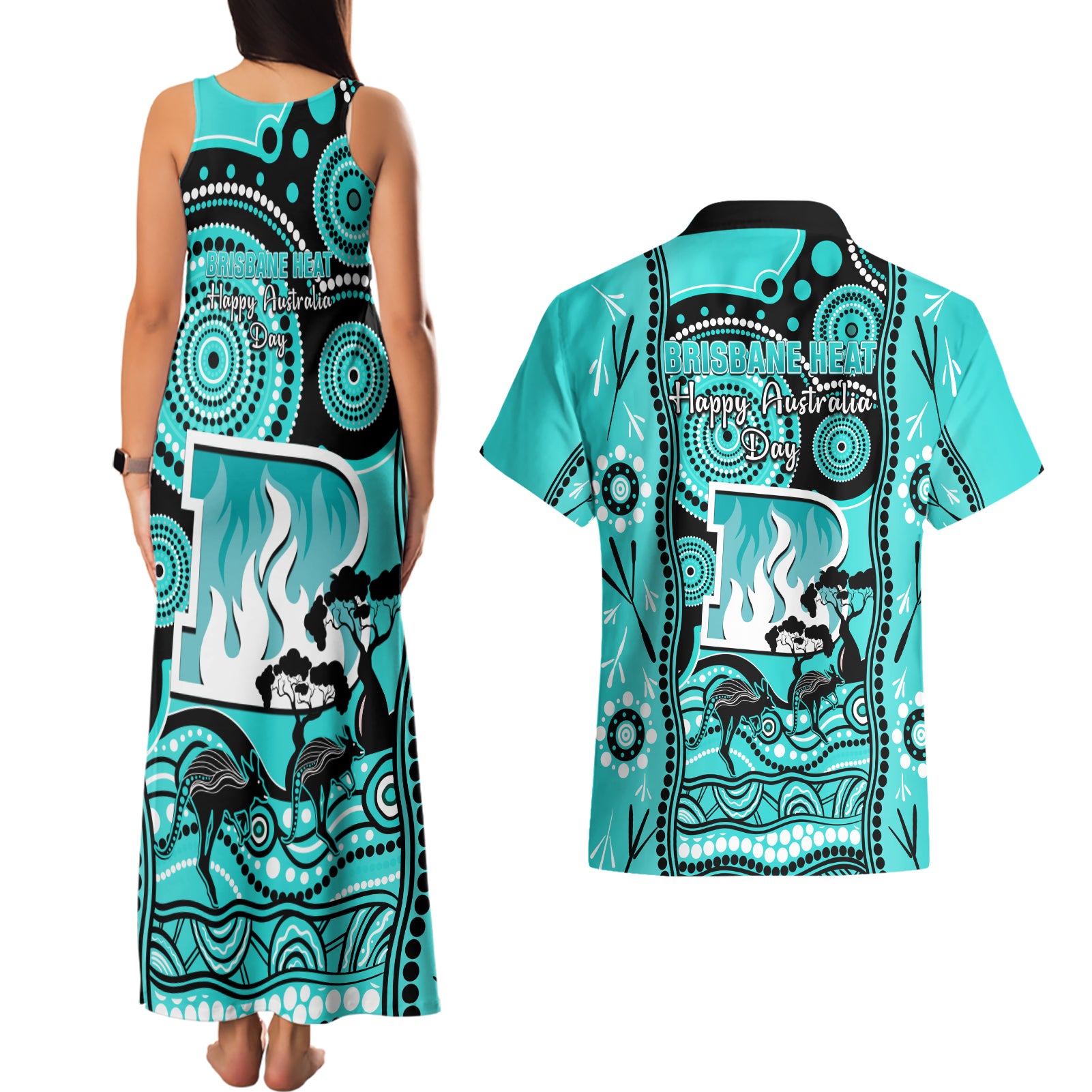 brisbane-heat-cricket-couples-matching-tank-maxi-dress-and-hawaiian-shirt-happy-australia-day-aboriginal-art