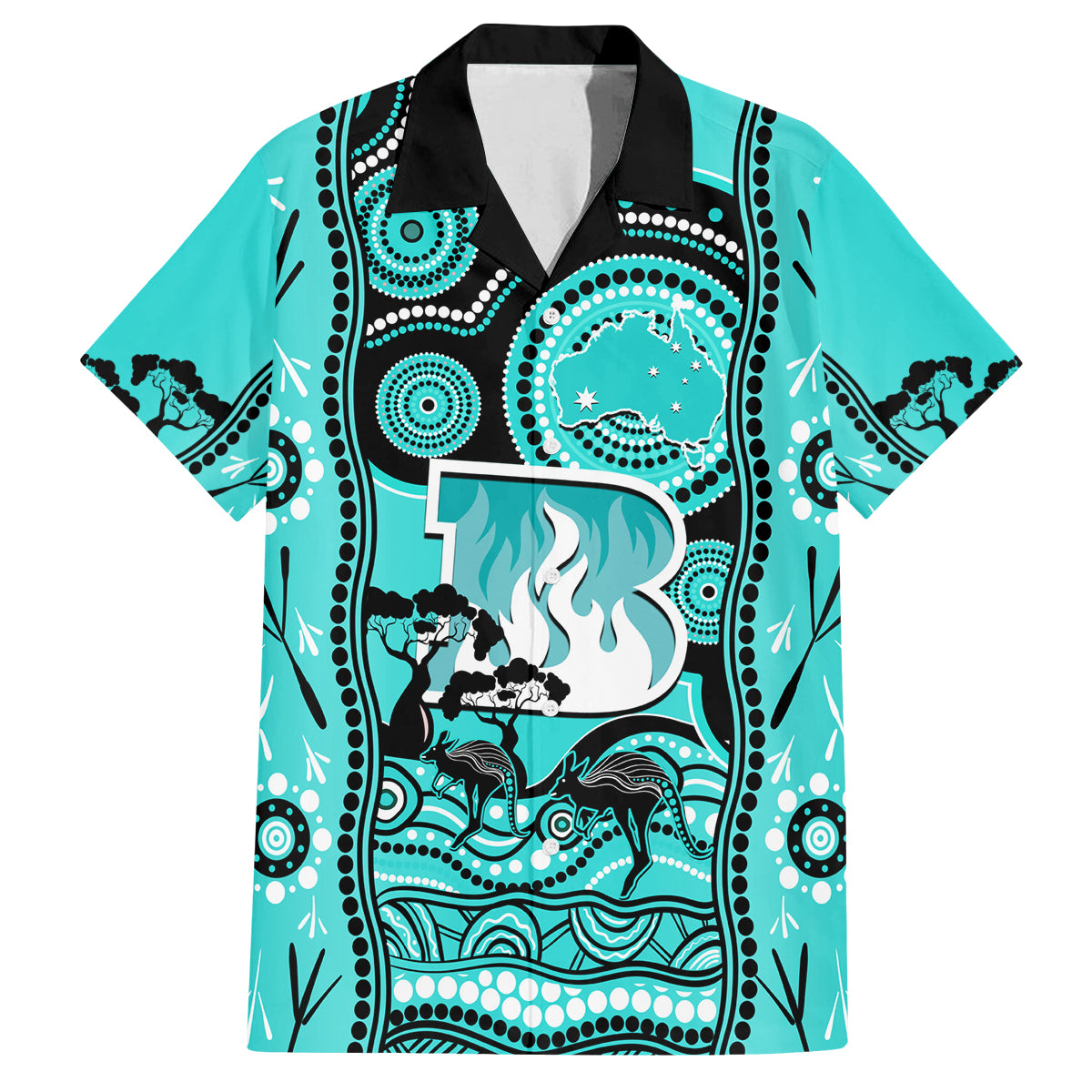 brisbane-heat-cricket-family-matching-long-sleeve-bodycon-dress-and-hawaiian-shirt-happy-australia-day-aboriginal-art