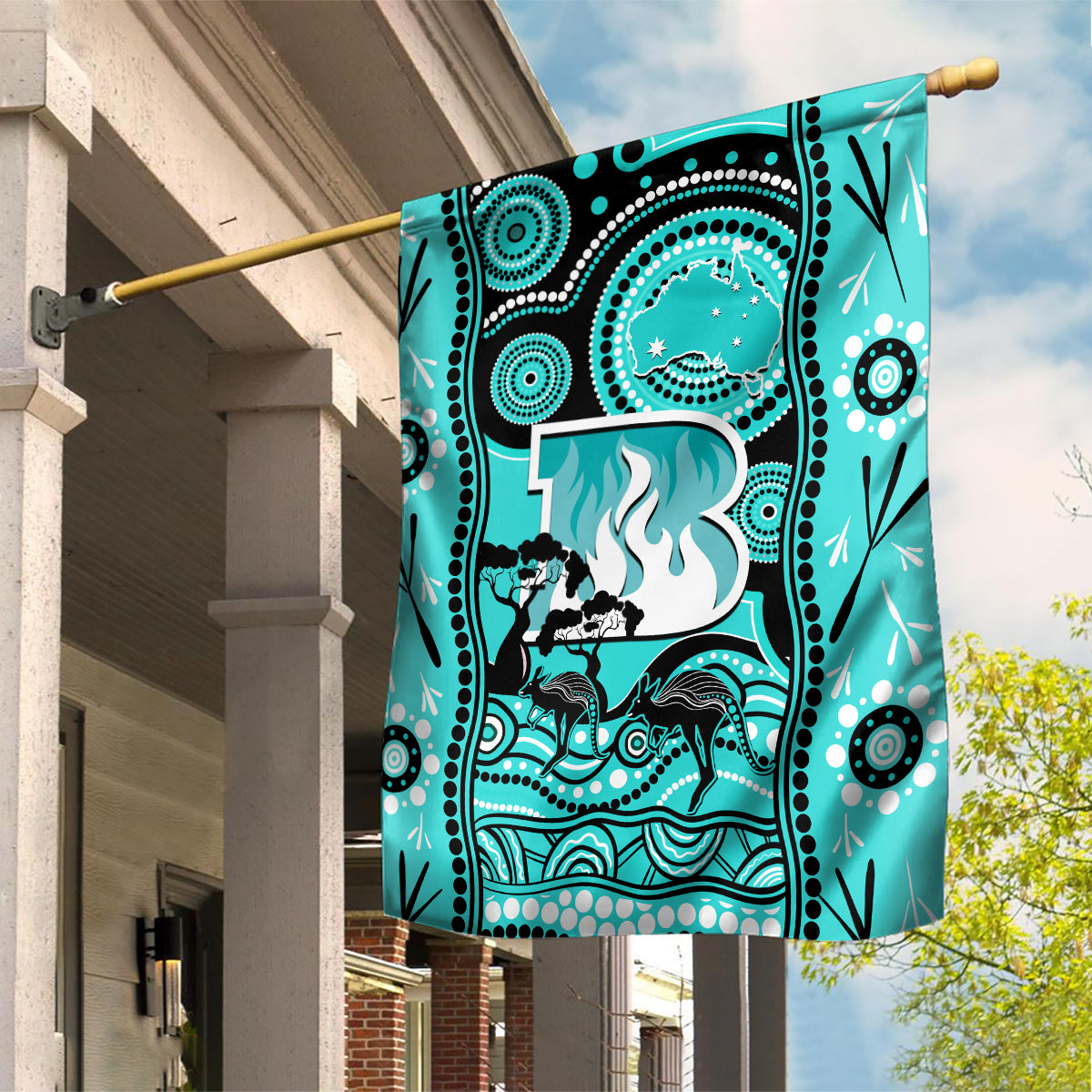 Brisbane Heat Cricket Garden Flag Happy Australia Day Aboriginal Art - Vibe Hoodie Shop