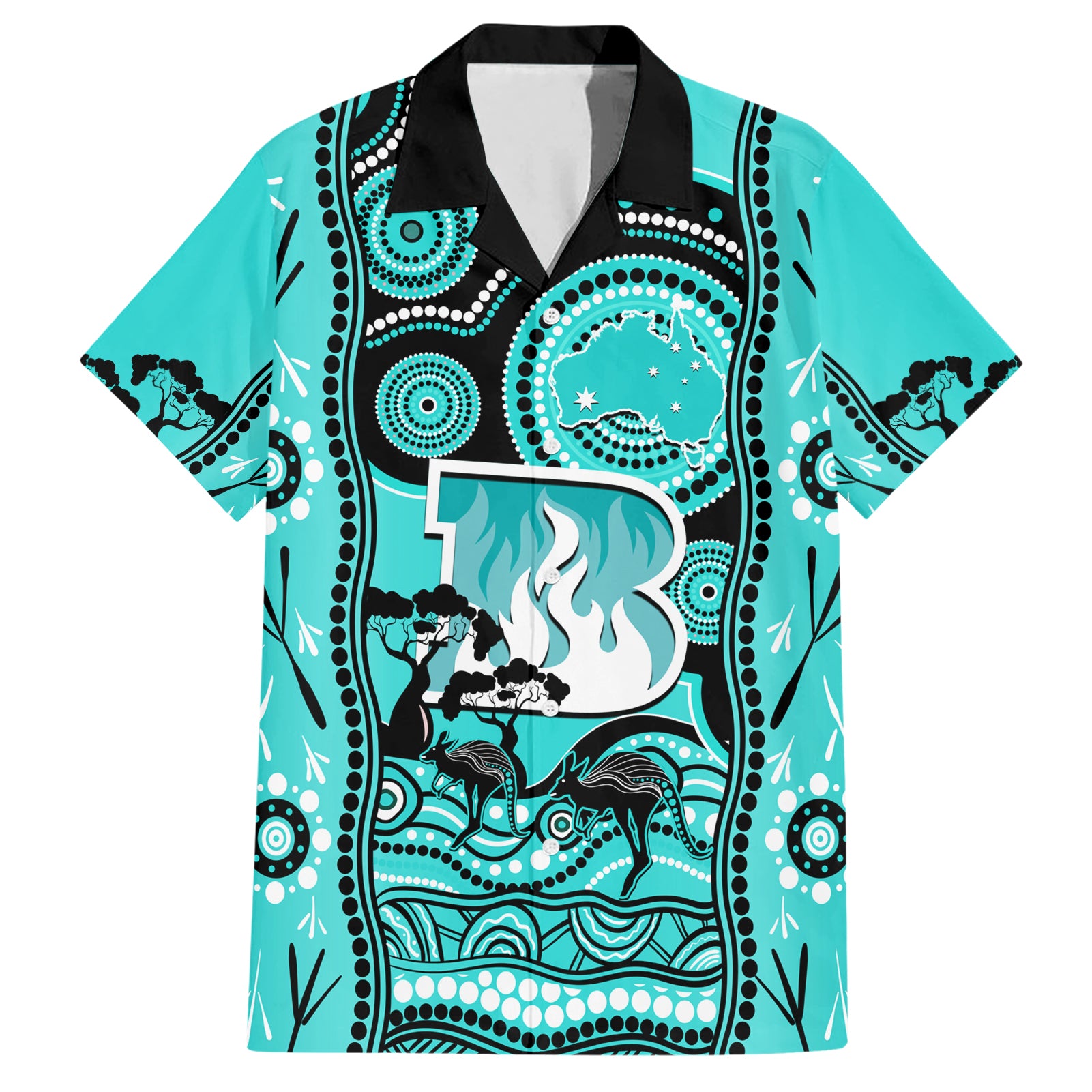 Brisbane Heat Cricket Hawaiian Shirt Happy Australia Day Aboriginal Art - Vibe Hoodie Shop