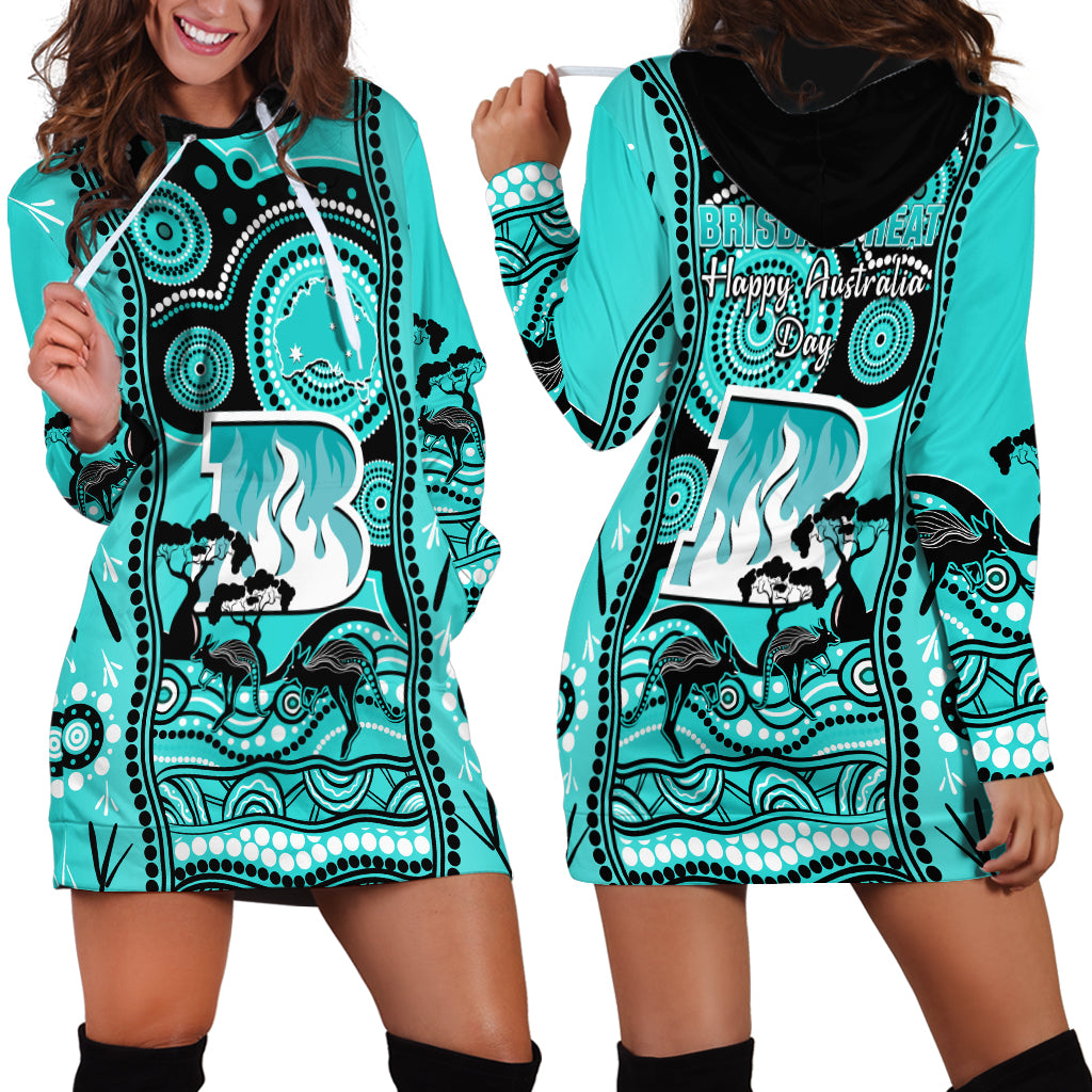 Brisbane Heat Cricket Hoodie Dress Happy Australia Day Aboriginal Art - Vibe Hoodie Shop