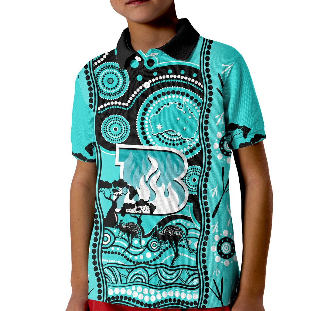 Brisbane Heat Cricket Kid Polo Shirt Happy Australia Day Aboriginal Art - Vibe Hoodie Shop