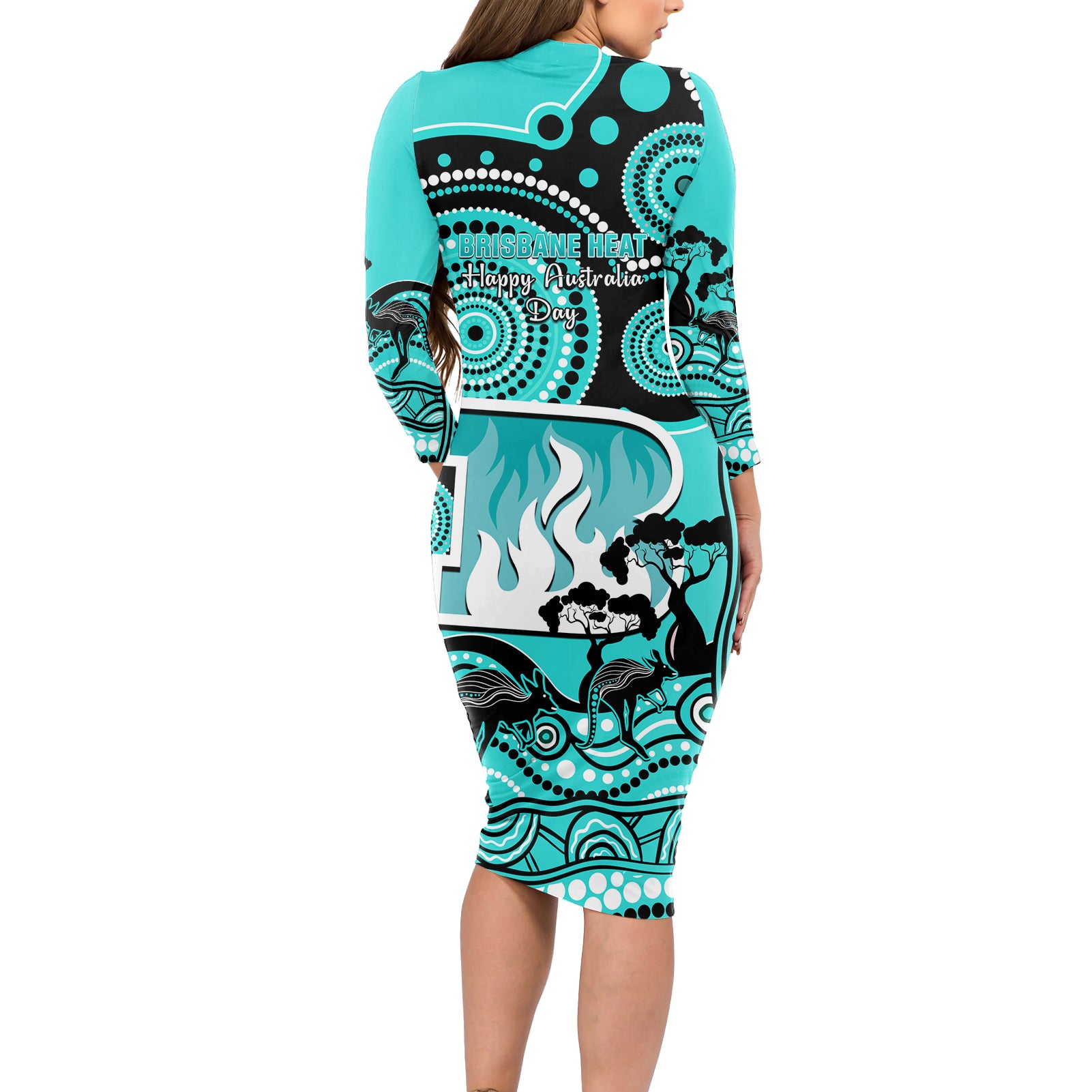 brisbane-heat-cricket-long-sleeve-bodycon-dress-happy-australia-day-aboriginal-art