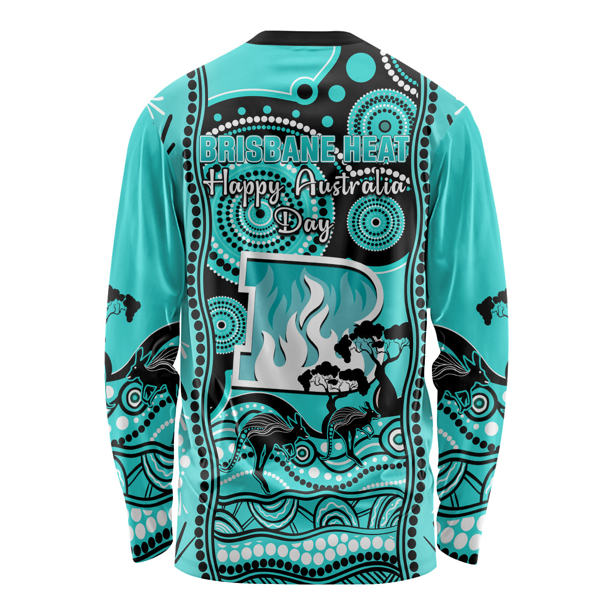 Brisbane Heat Cricket Long Sleeve Shirt Happy Australia Day Aboriginal Art - Vibe Hoodie Shop