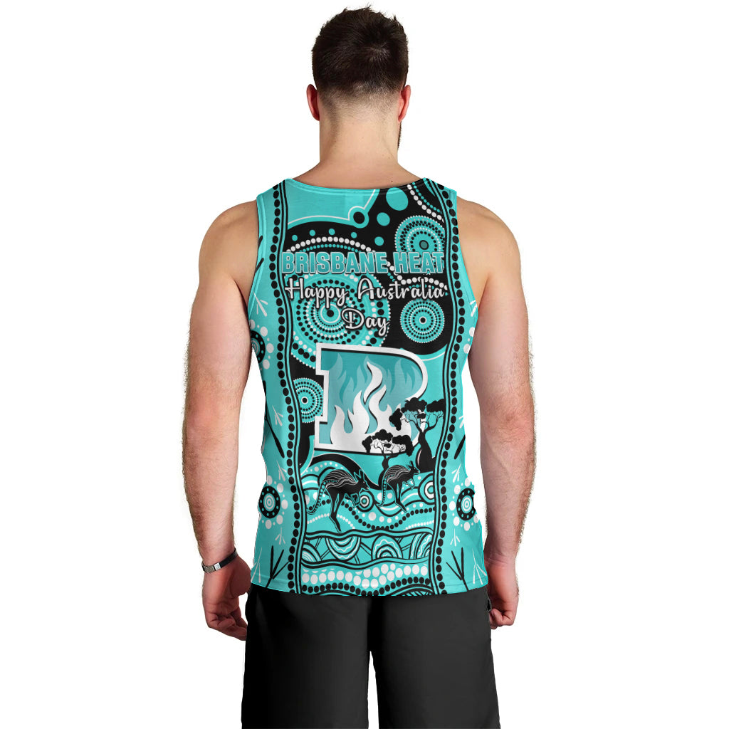 Brisbane Heat Cricket Men Tank Top Happy Australia Day Aboriginal Art - Vibe Hoodie Shop