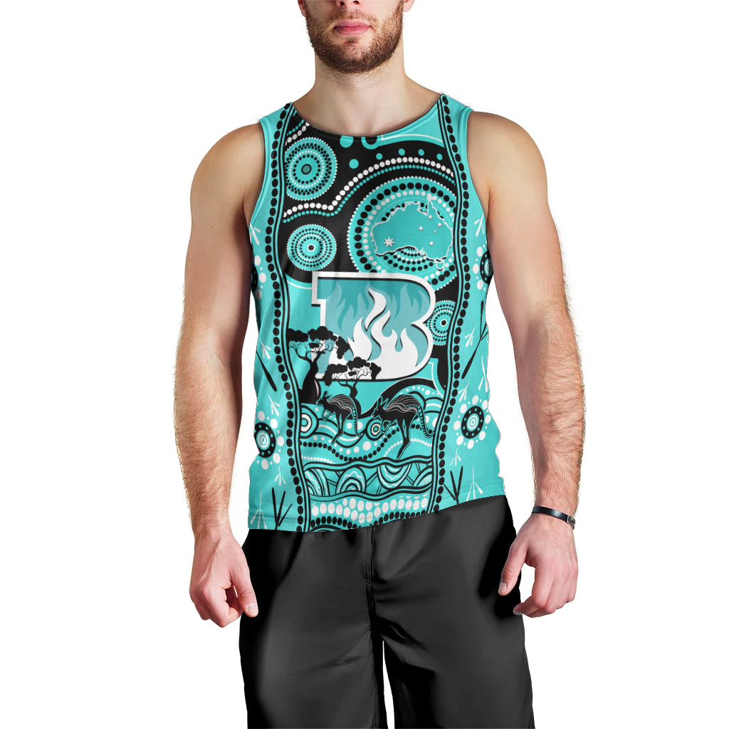 Brisbane Heat Cricket Men Tank Top Happy Australia Day Aboriginal Art - Vibe Hoodie Shop