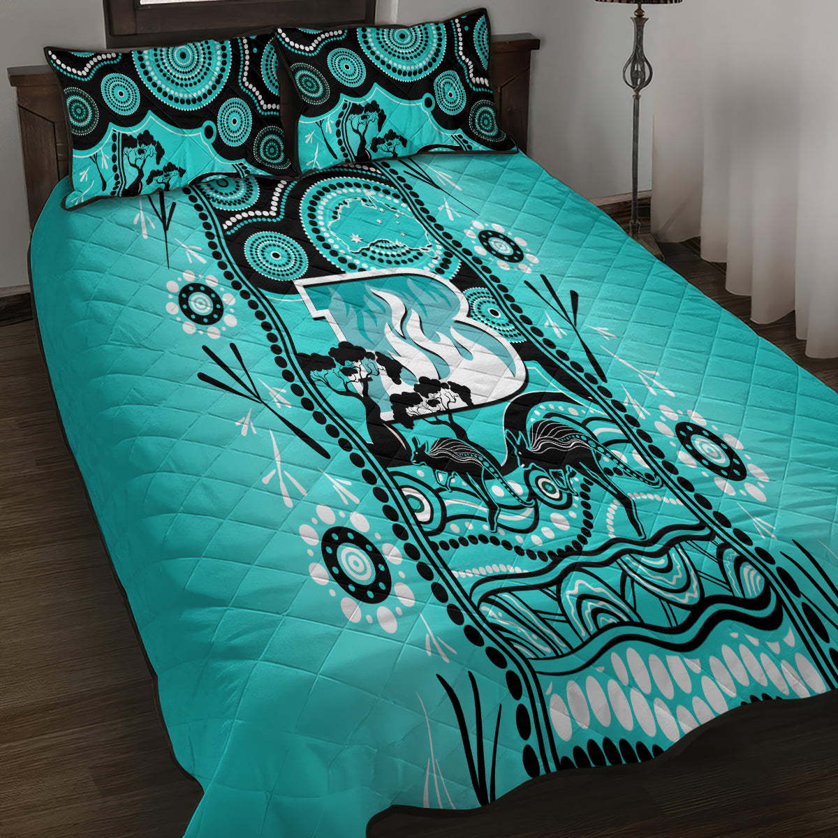 Brisbane Heat Cricket Quilt Bed Set Happy Australia Day Aboriginal Art - Vibe Hoodie Shop