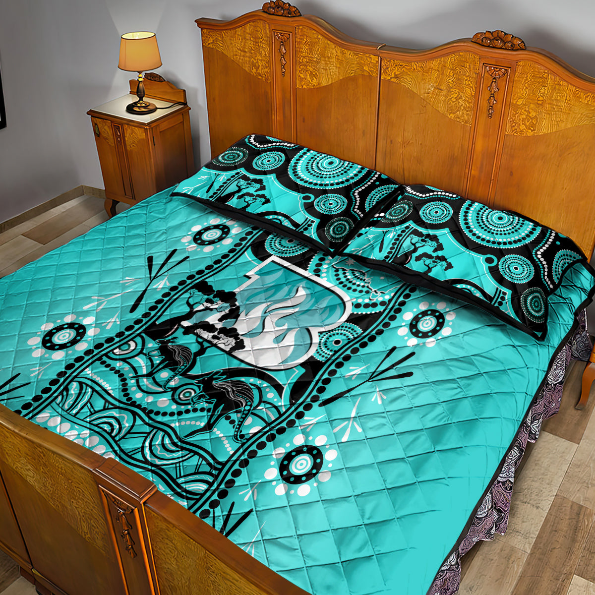 Brisbane Heat Cricket Quilt Bed Set Happy Australia Day Aboriginal Art - Vibe Hoodie Shop