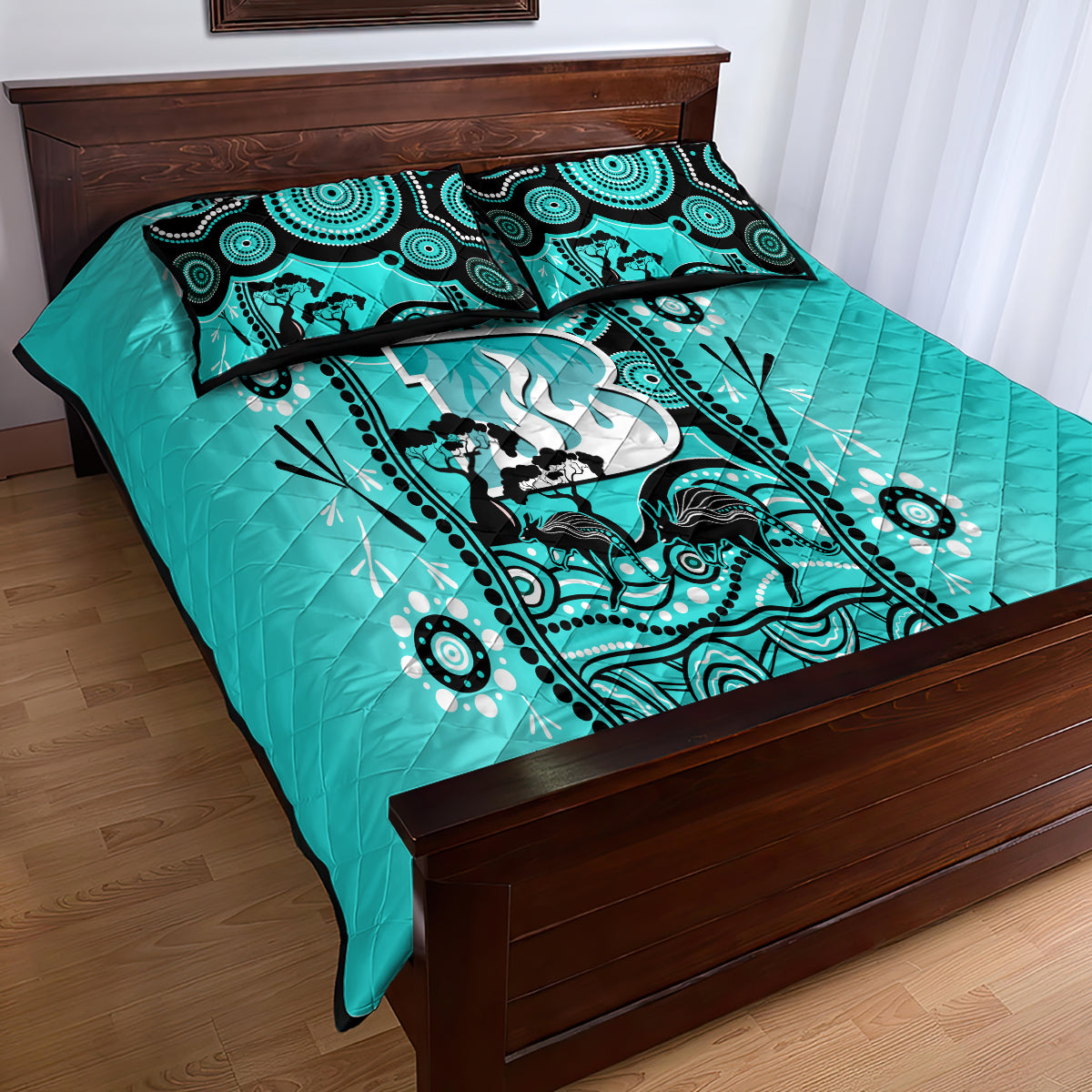 Brisbane Heat Cricket Quilt Bed Set Happy Australia Day Aboriginal Art - Vibe Hoodie Shop