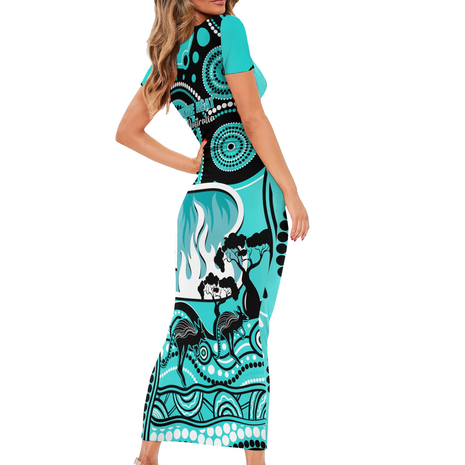 brisbane-heat-cricket-short-sleeve-bodycon-dress-happy-australia-day-aboriginal-art