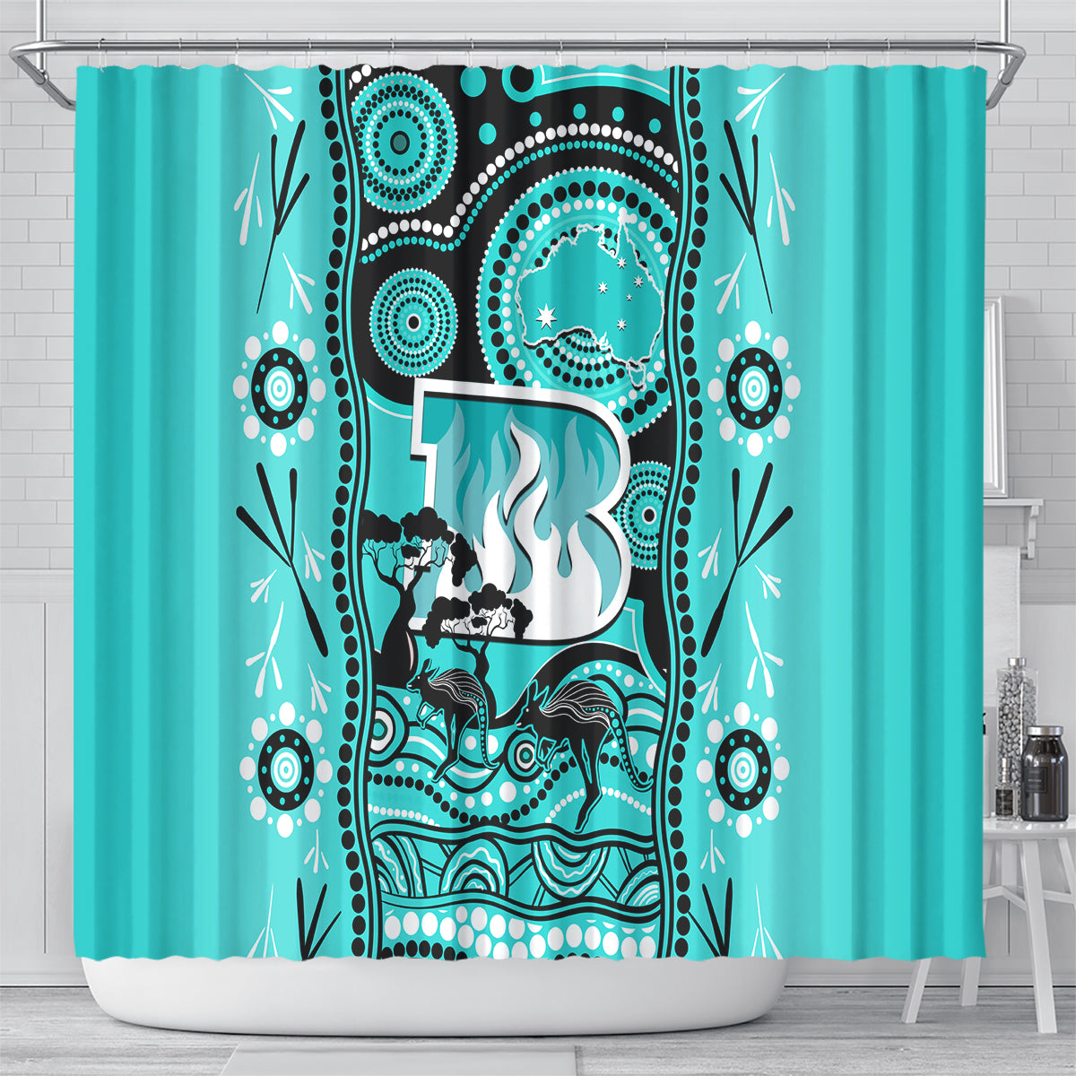 brisbane-heat-cricket-shower-curtain-happy-australia-day-aboriginal-art