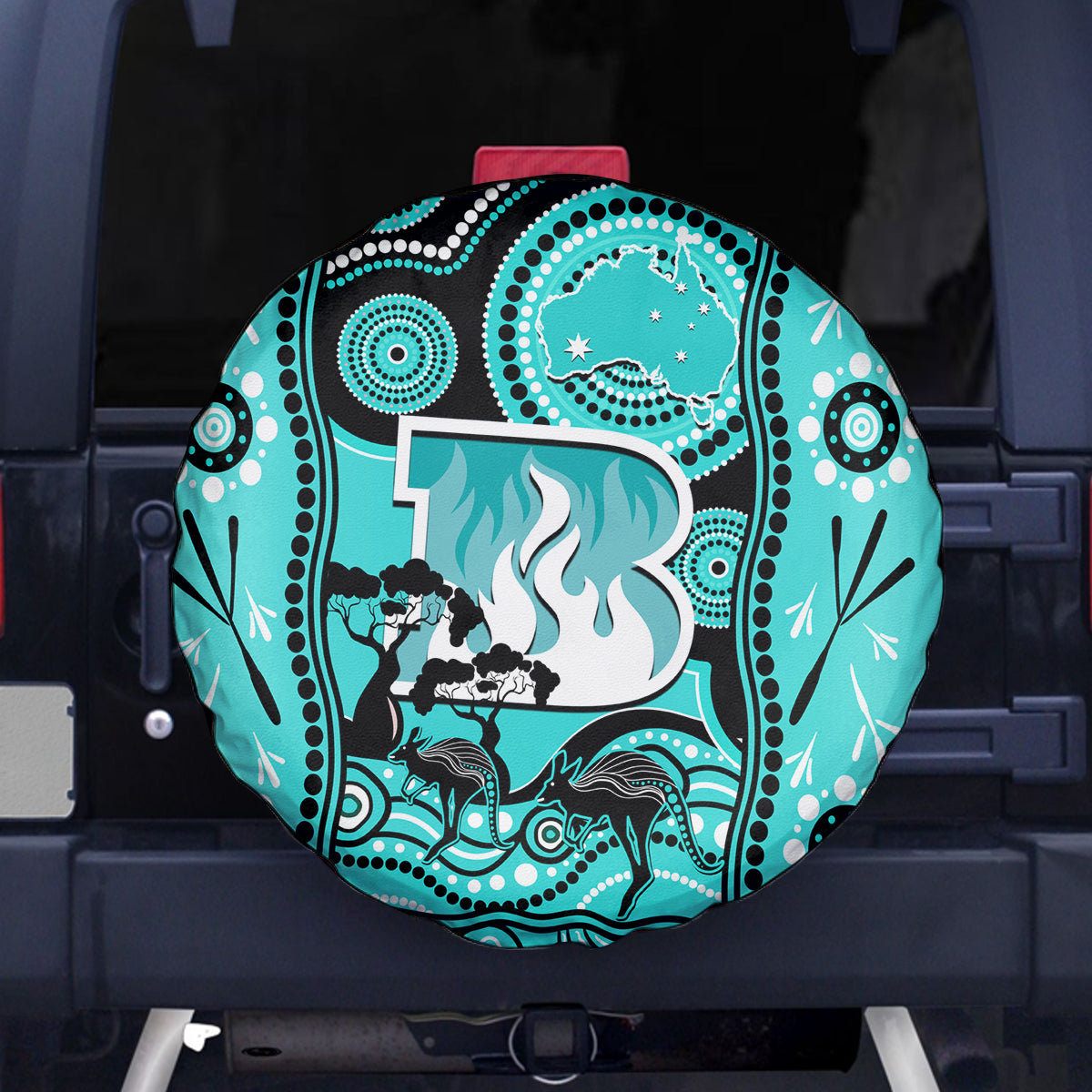 Brisbane Heat Cricket Spare Tire Cover Happy Australia Day Aboriginal Art - Vibe Hoodie Shop