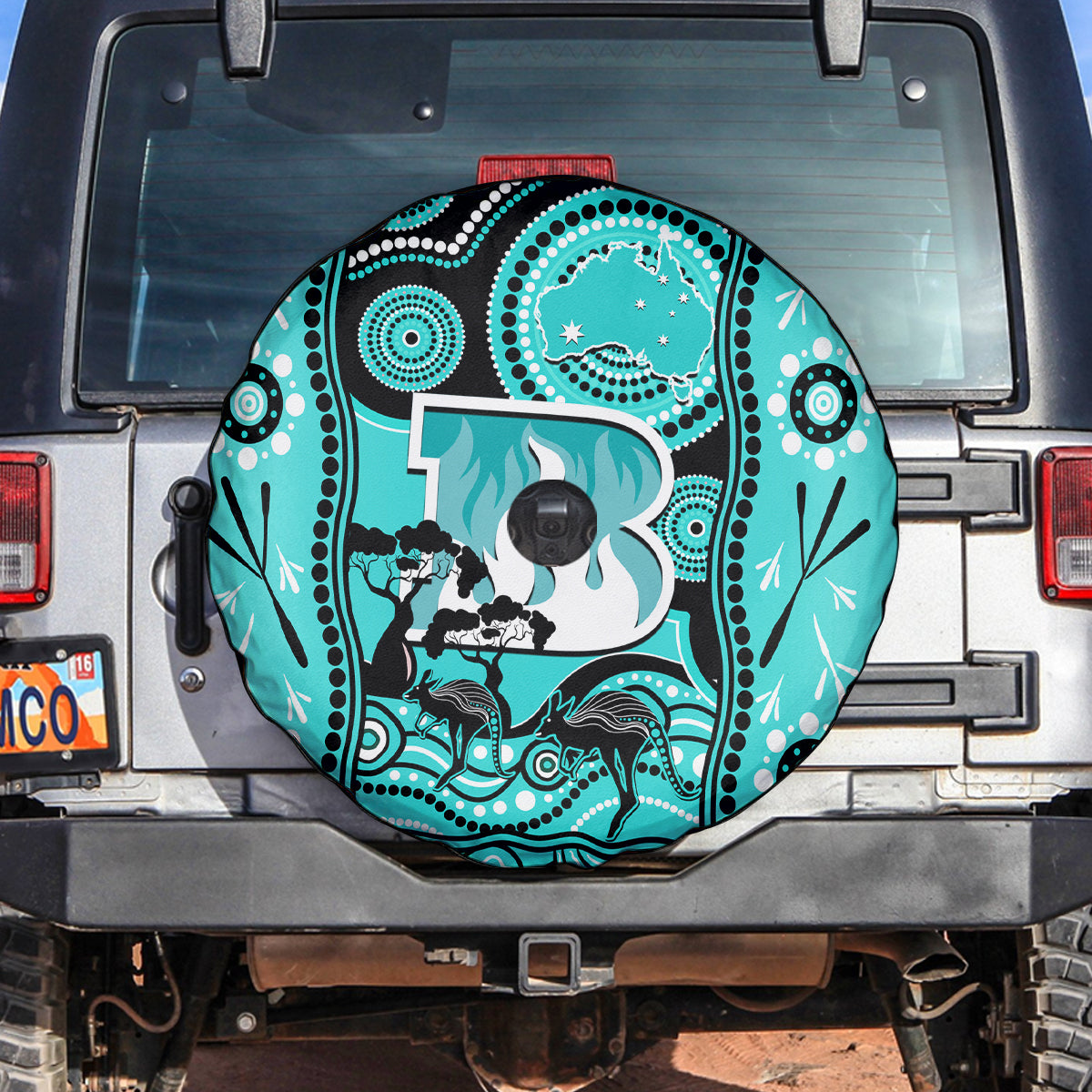 Brisbane Heat Cricket Spare Tire Cover Happy Australia Day Aboriginal Art - Vibe Hoodie Shop