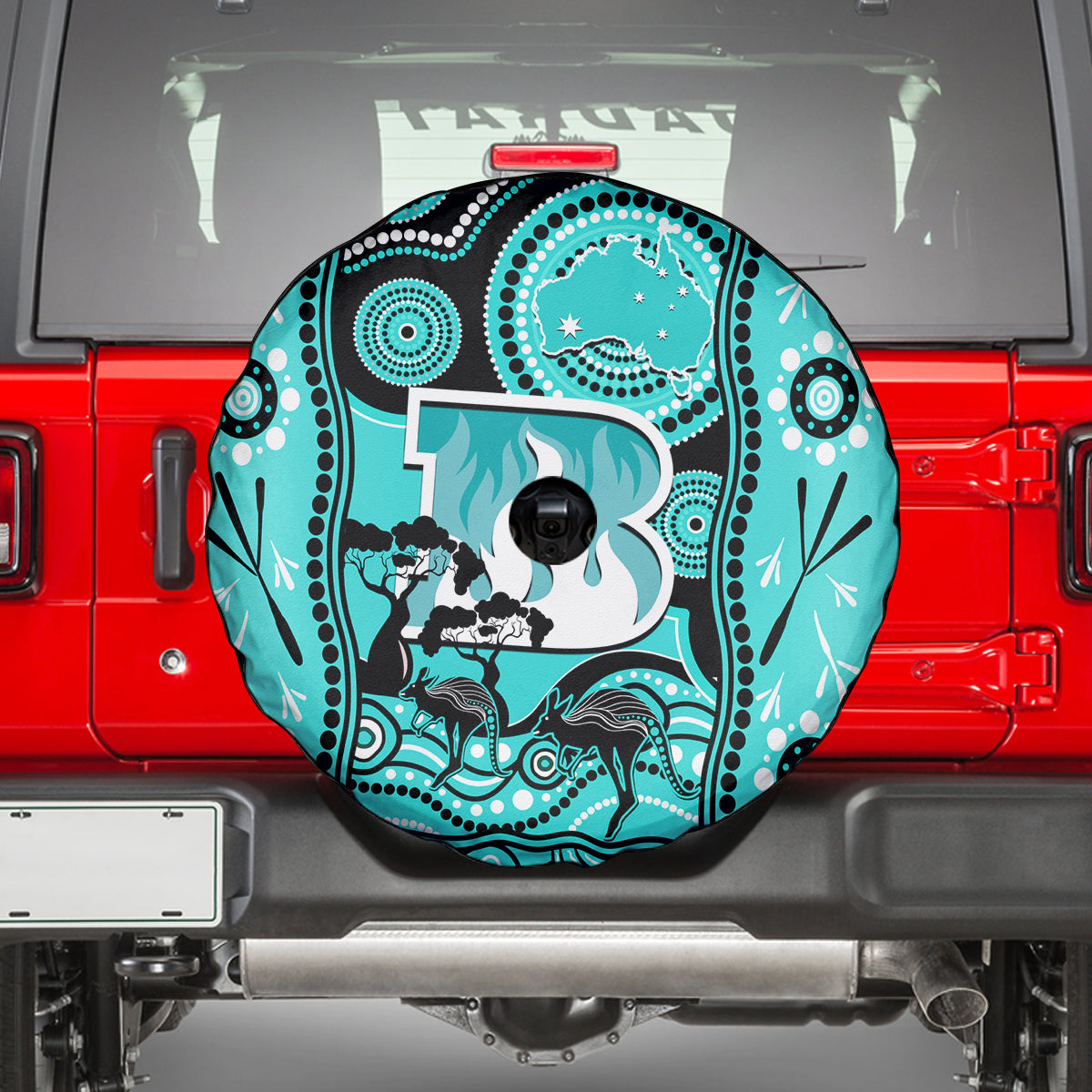 Brisbane Heat Cricket Spare Tire Cover Happy Australia Day Aboriginal Art - Vibe Hoodie Shop