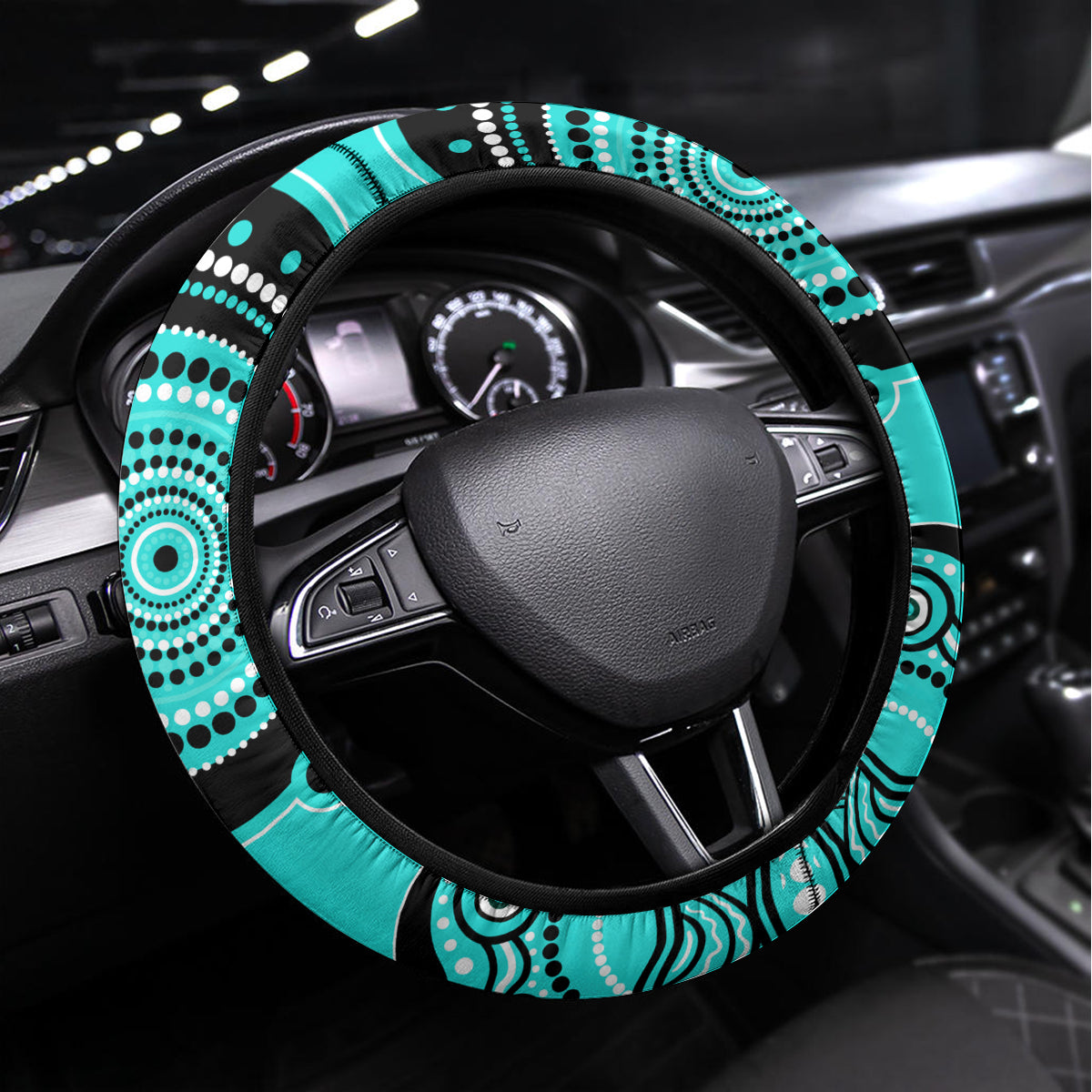 Brisbane Heat Cricket Steering Wheel Cover Happy Australia Day Aboriginal Art