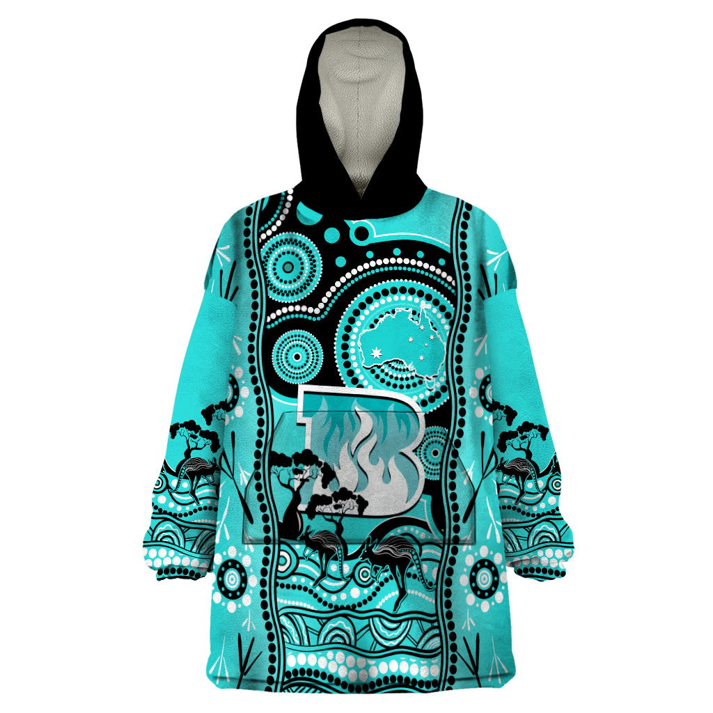 Brisbane Heat Cricket Wearable Blanket Hoodie Happy Australia Day Aboriginal Art - Vibe Hoodie Shop