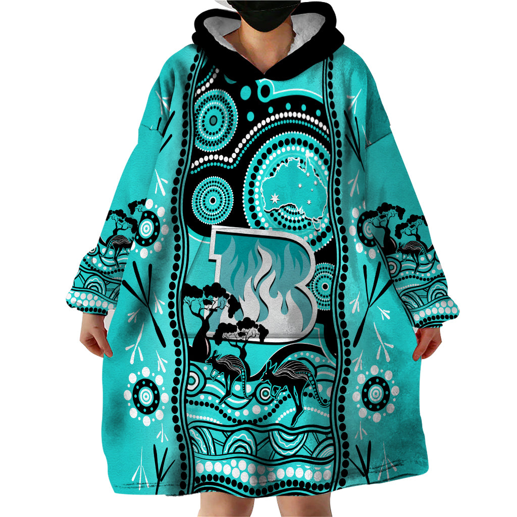 Brisbane Heat Cricket Wearable Blanket Hoodie Happy Australia Day Aboriginal Art - Vibe Hoodie Shop