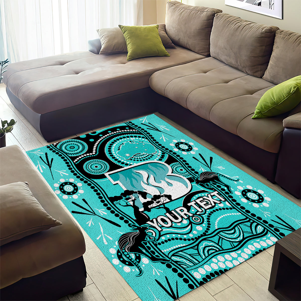 Custom Brisbane Heat Cricket Area Rug Happy Australia Day Aboriginal Art - Vibe Hoodie Shop