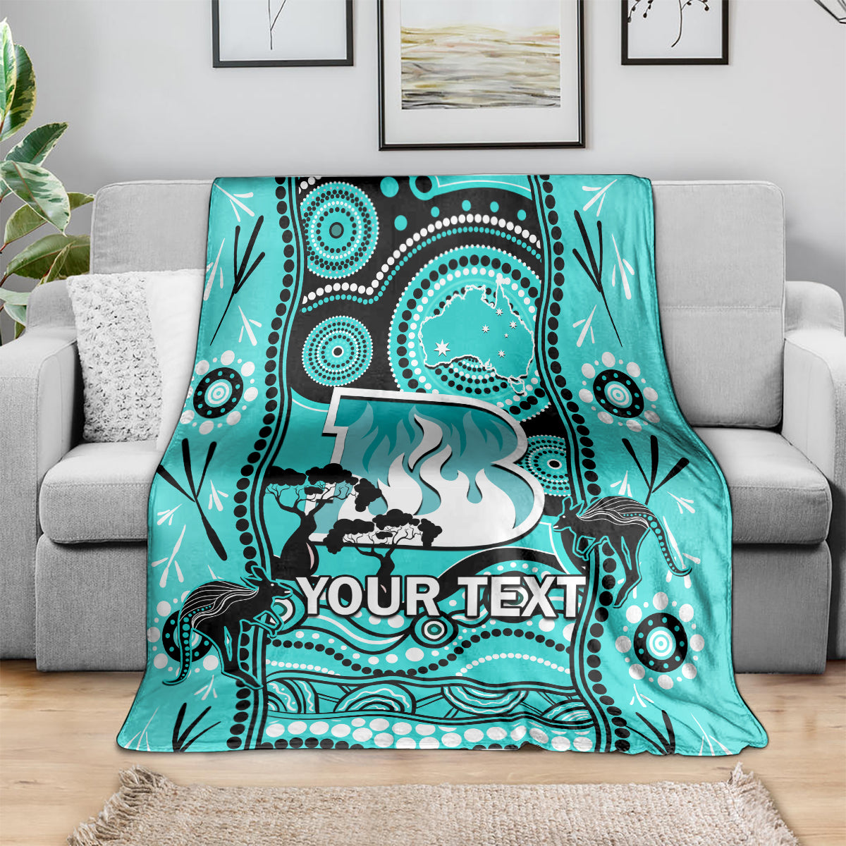 Custom Brisbane Heat Cricket Blanket Happy Australia Day Aboriginal Art - Vibe Hoodie Shop