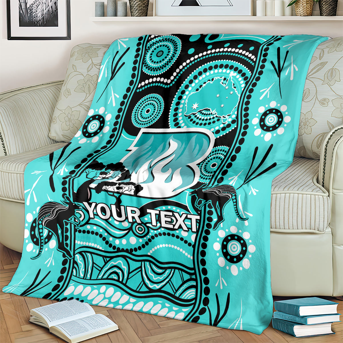 Custom Brisbane Heat Cricket Blanket Happy Australia Day Aboriginal Art - Vibe Hoodie Shop