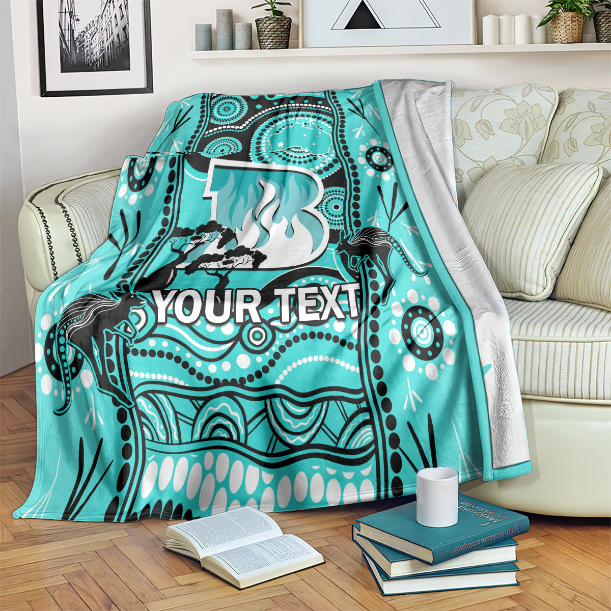 Custom Brisbane Heat Cricket Blanket Happy Australia Day Aboriginal Art - Vibe Hoodie Shop