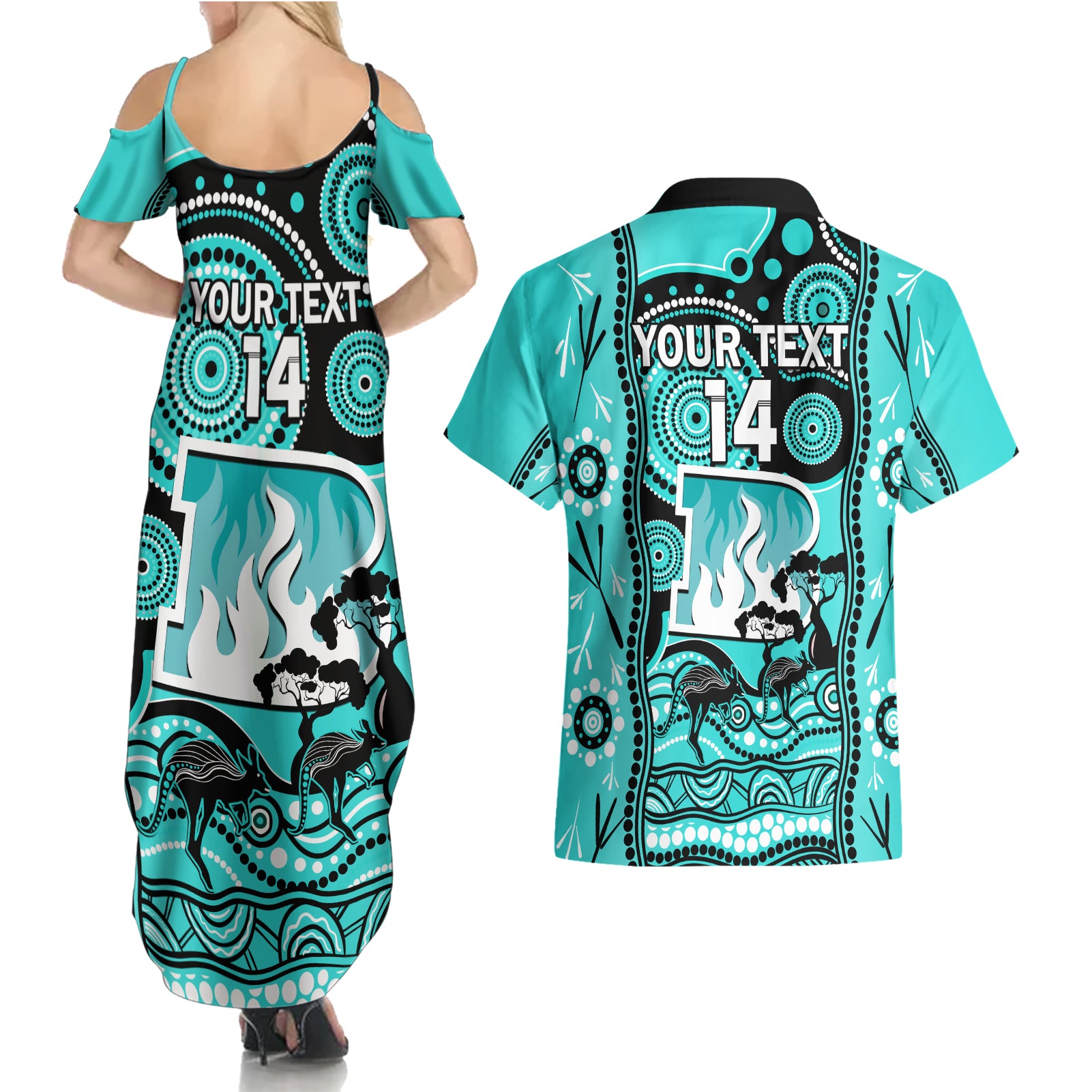 custom-brisbane-heat-cricket-couples-matching-summer-maxi-dress-and-hawaiian-shirt-happy-australia-day-aboriginal-art