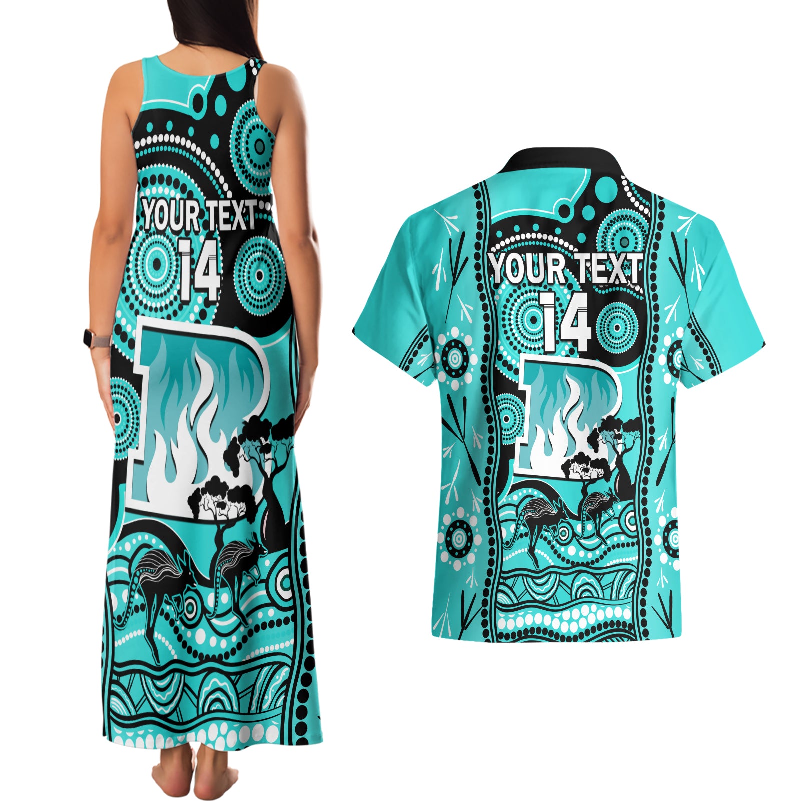 custom-brisbane-heat-cricket-couples-matching-tank-maxi-dress-and-hawaiian-shirt-happy-australia-day-aboriginal-art