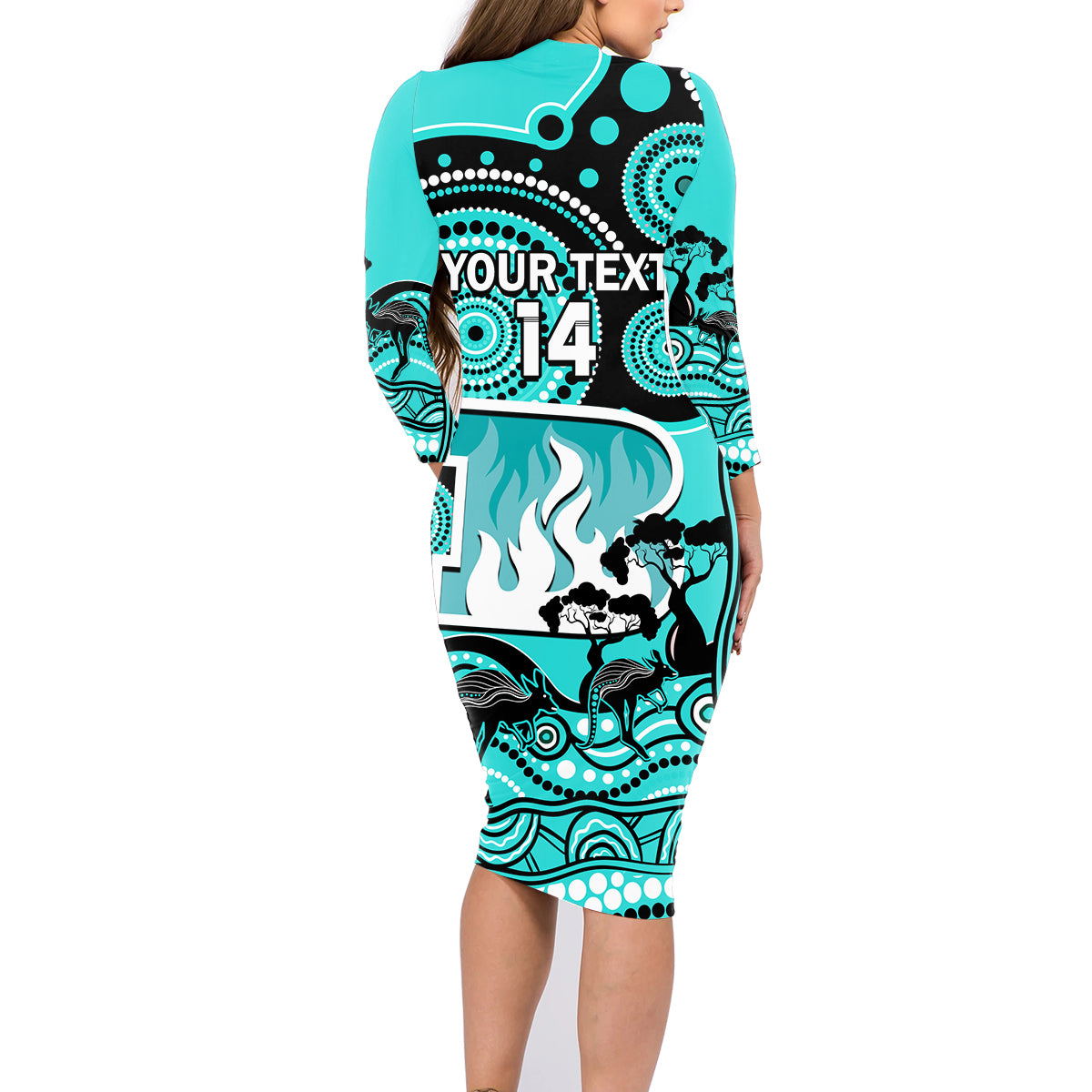 custom-brisbane-heat-cricket-family-matching-long-sleeve-bodycon-dress-and-hawaiian-shirt-happy-australia-day-aboriginal-art