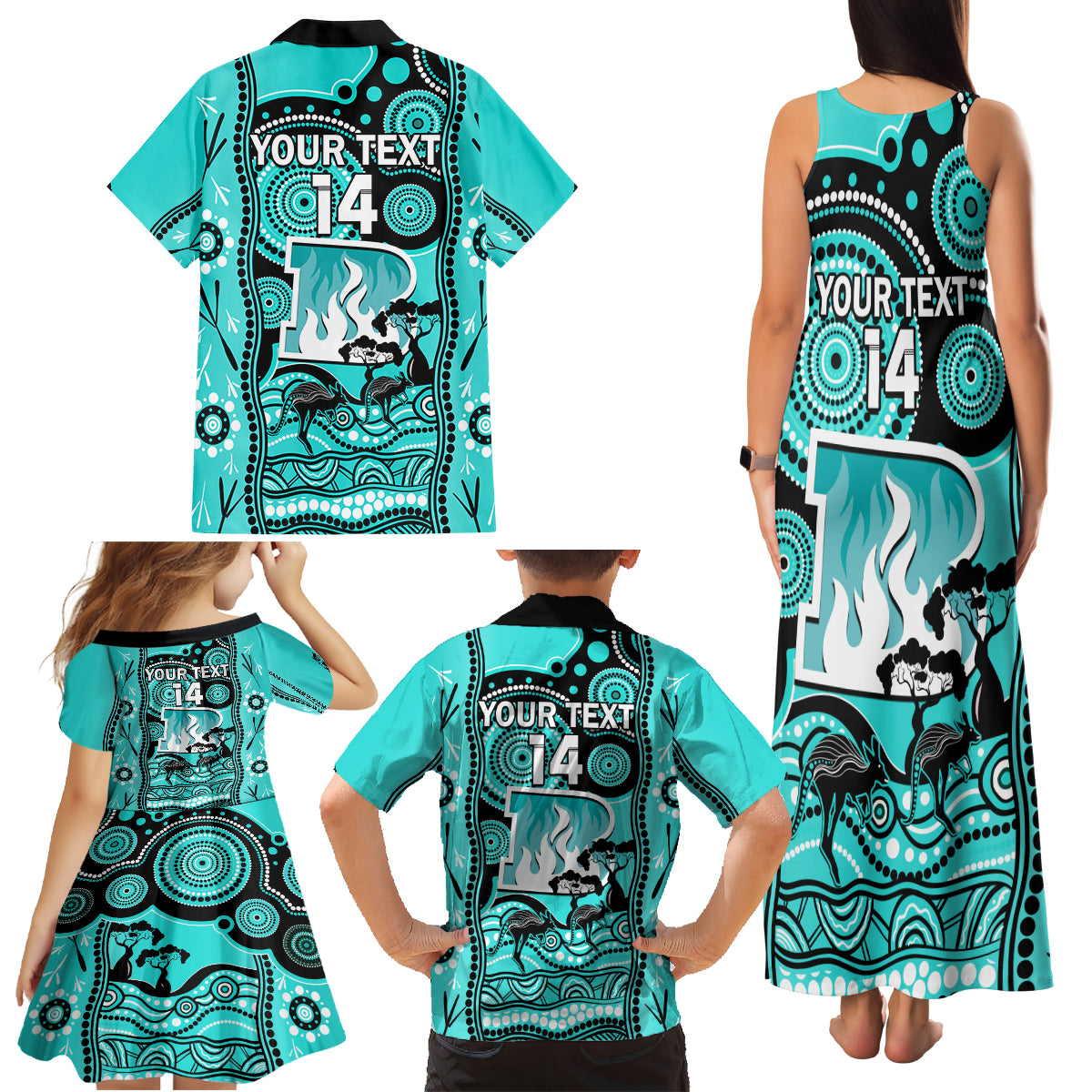 custom-brisbane-heat-cricket-family-matching-tank-maxi-dress-and-hawaiian-shirt-happy-australia-day-aboriginal-art