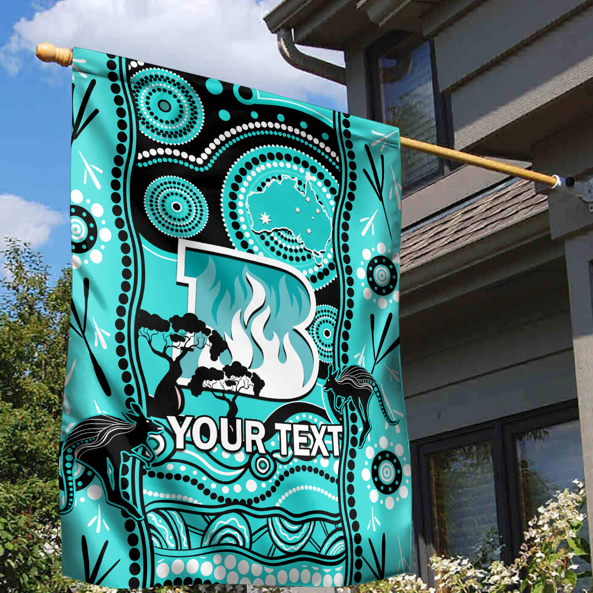 Custom Brisbane Heat Cricket Garden Flag Happy Australia Day Aboriginal Art - Vibe Hoodie Shop