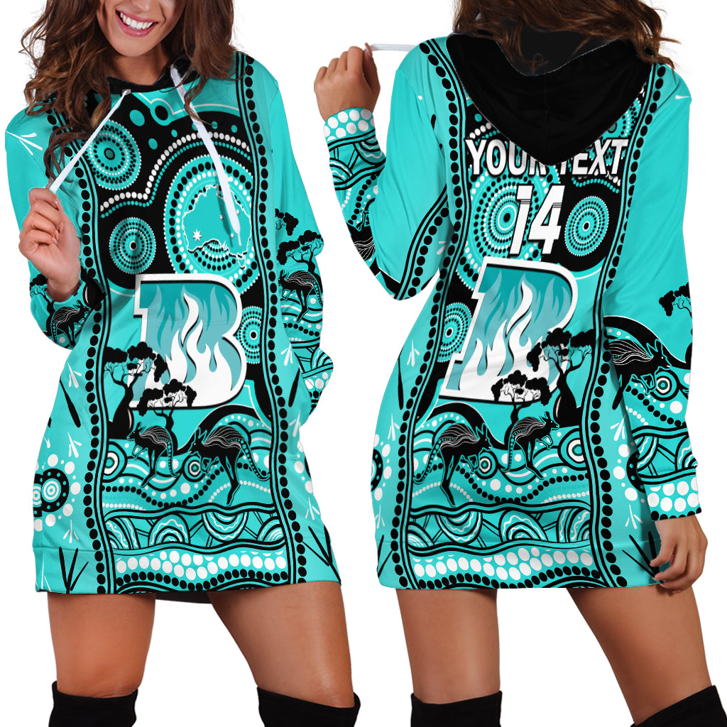 Custom Brisbane Heat Cricket Hoodie Dress Happy Australia Day Aboriginal Art - Vibe Hoodie Shop