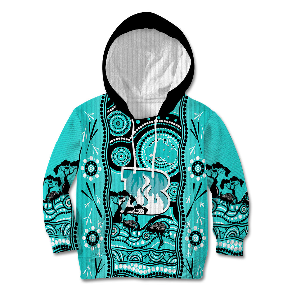 Custom Brisbane Heat Cricket Kid Hoodie Happy Australia Day Aboriginal Art - Vibe Hoodie Shop