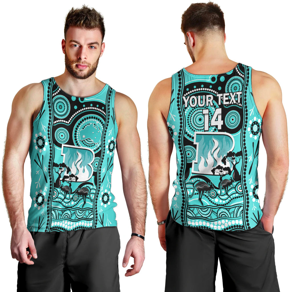 Custom Brisbane Heat Cricket Men Tank Top Happy Australia Day Aboriginal Art - Vibe Hoodie Shop