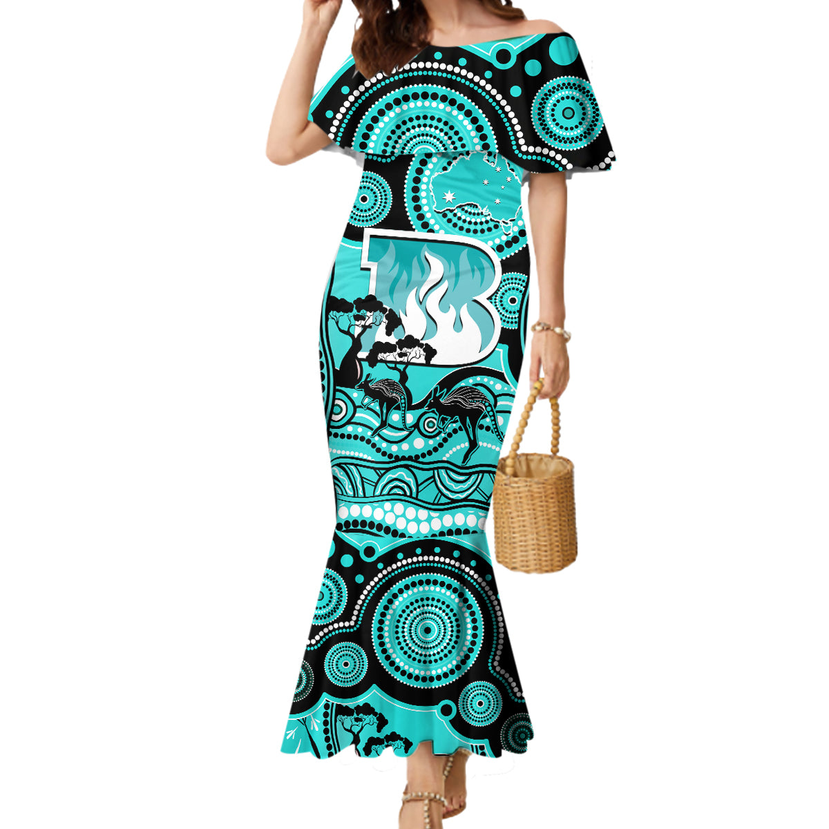 custom-brisbane-heat-cricket-mermaid-dress-happy-australia-day-aboriginal-art