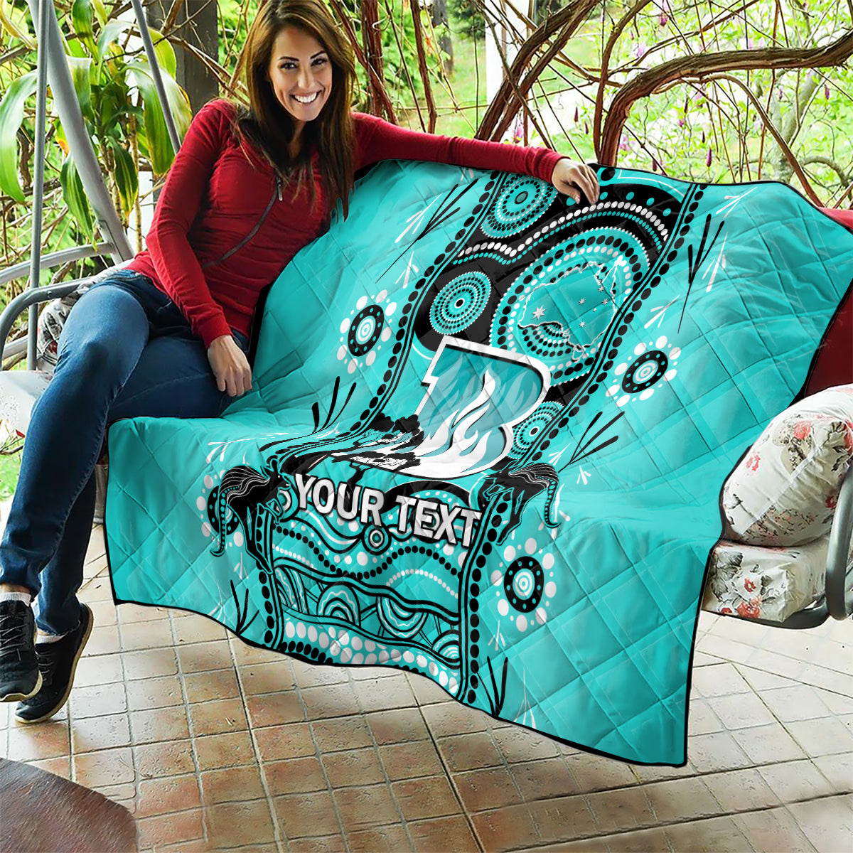 Custom Brisbane Heat Cricket Quilt Happy Australia Day Aboriginal Art - Vibe Hoodie Shop