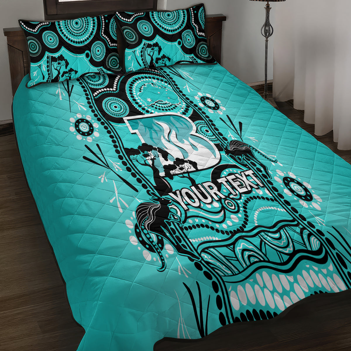 Custom Brisbane Heat Cricket Quilt Bed Set Happy Australia Day Aboriginal Art - Vibe Hoodie Shop