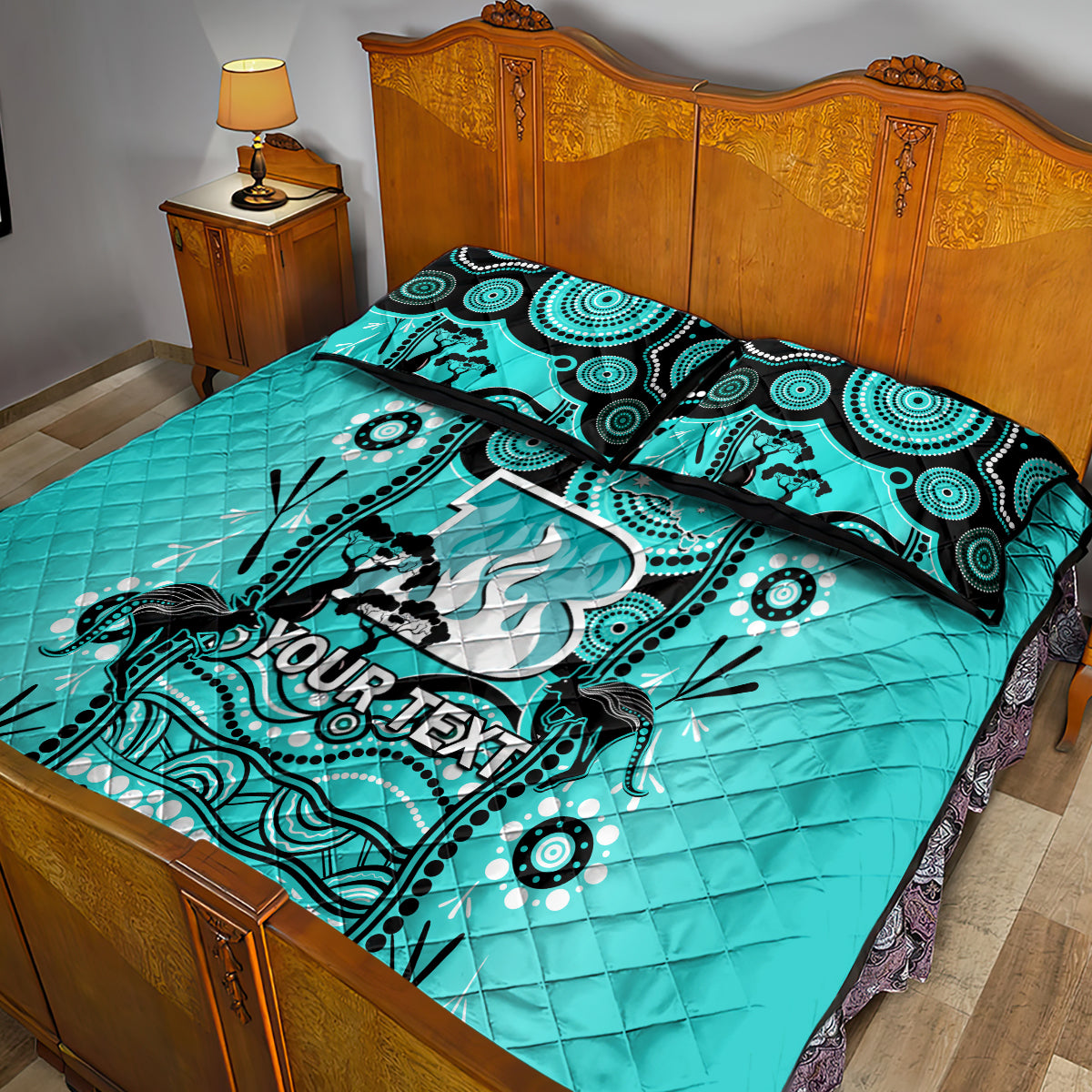 Custom Brisbane Heat Cricket Quilt Bed Set Happy Australia Day Aboriginal Art - Vibe Hoodie Shop