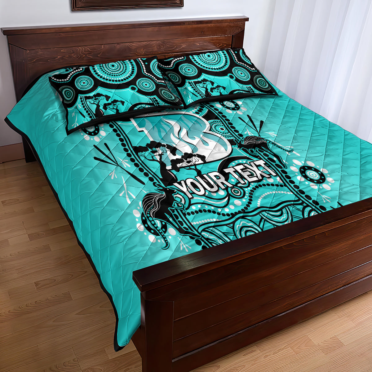 Custom Brisbane Heat Cricket Quilt Bed Set Happy Australia Day Aboriginal Art - Vibe Hoodie Shop