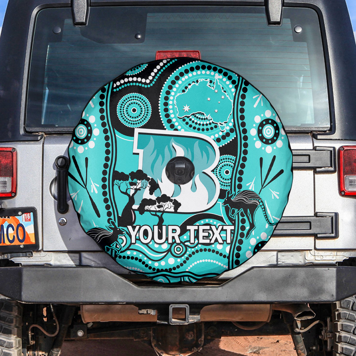 Custom Brisbane Heat Cricket Spare Tire Cover Happy Australia Day Aboriginal Art - Vibe Hoodie Shop