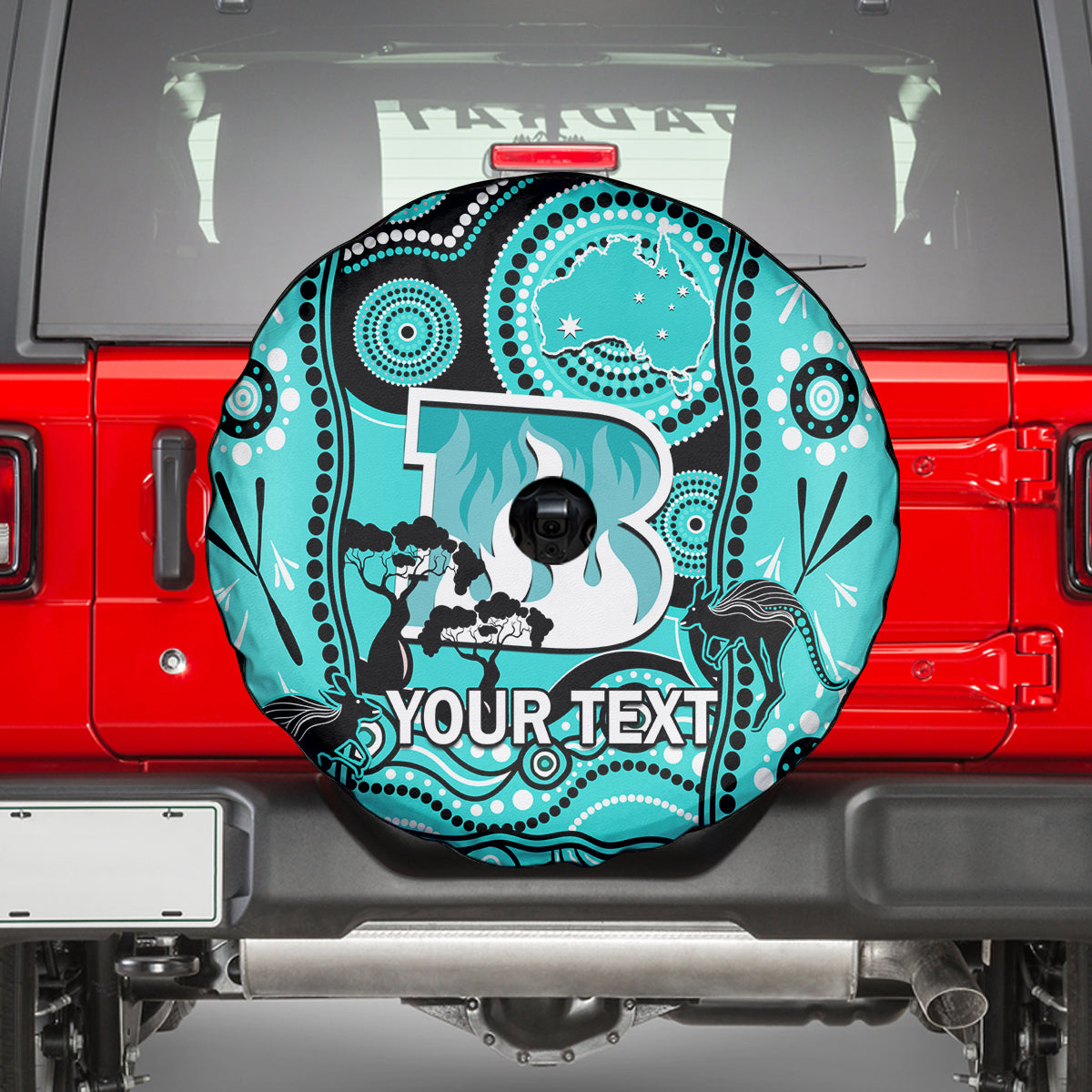 Custom Brisbane Heat Cricket Spare Tire Cover Happy Australia Day Aboriginal Art - Vibe Hoodie Shop