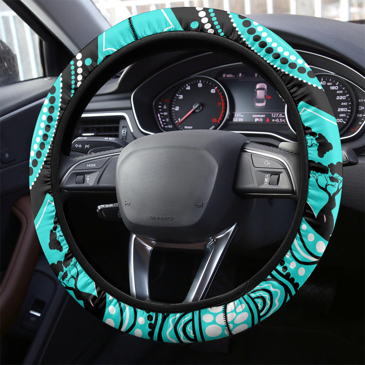 Brisbane Heat Cricket Steering Wheel Cover Happy Australia Day Aboriginal Art