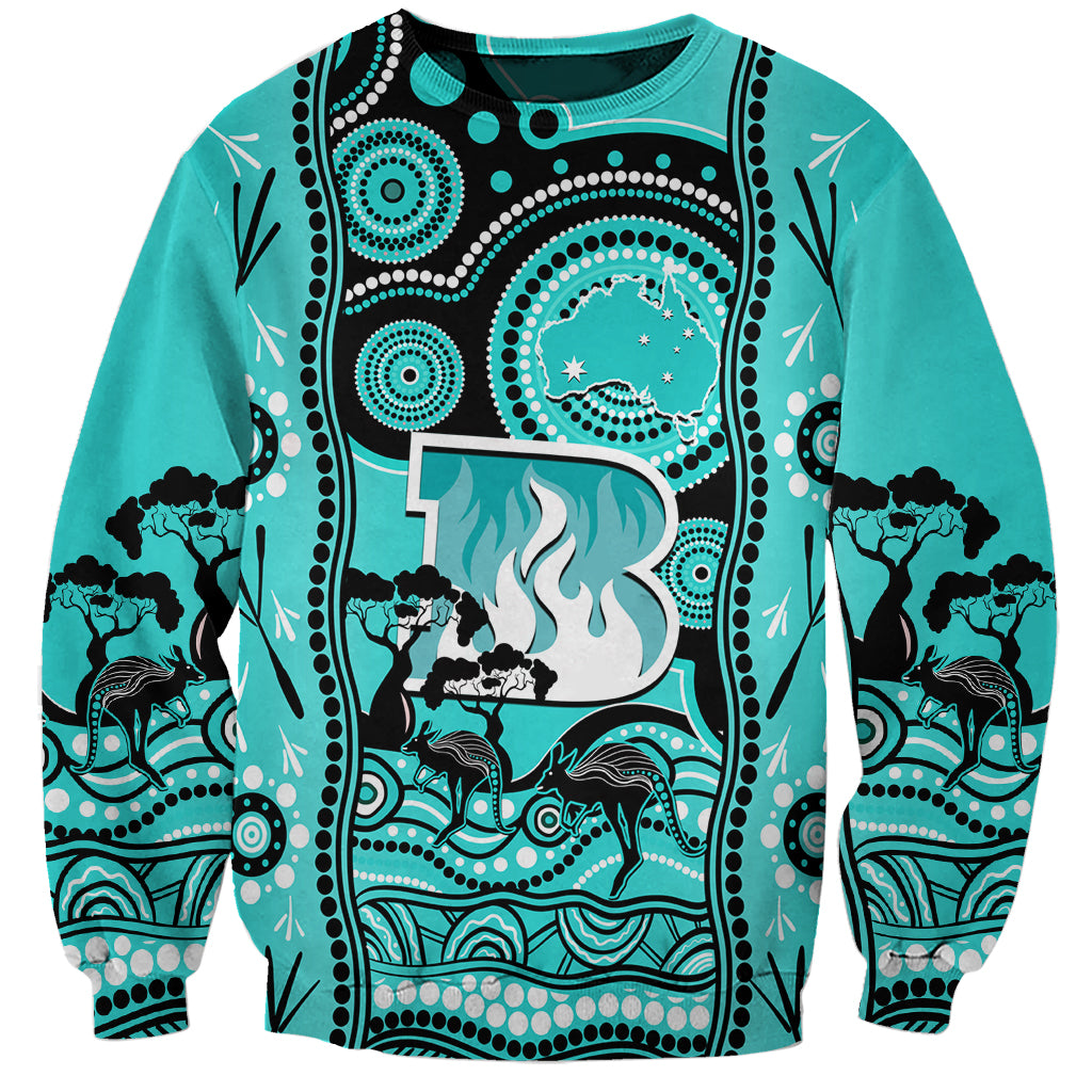 Custom Brisbane Heat Cricket Sweatshirt Happy Australia Day Aboriginal Art - Vibe Hoodie Shop