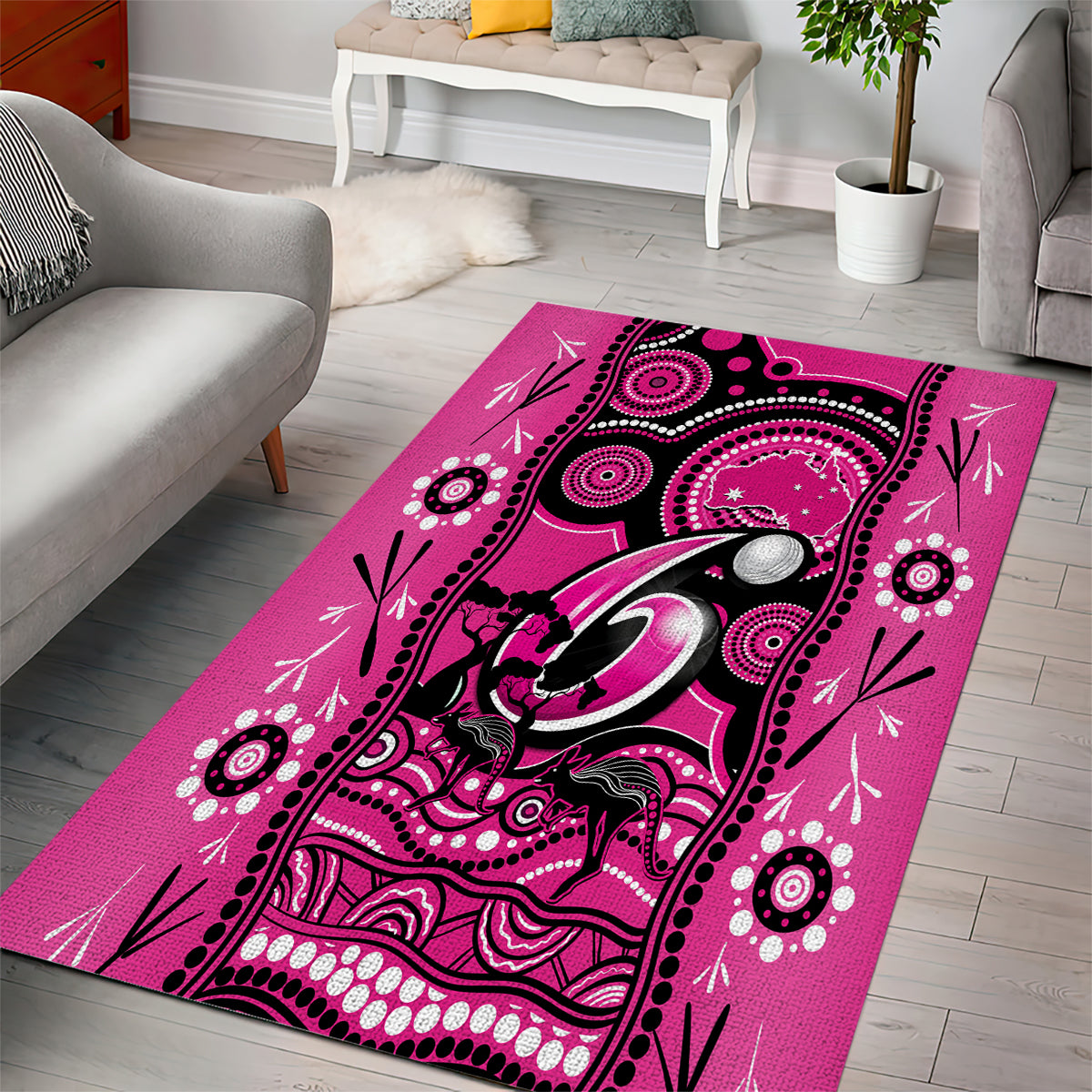 Sydney Sixers Cricket Area Rug Happy Australia Day Aboriginal Art - Vibe Hoodie Shop