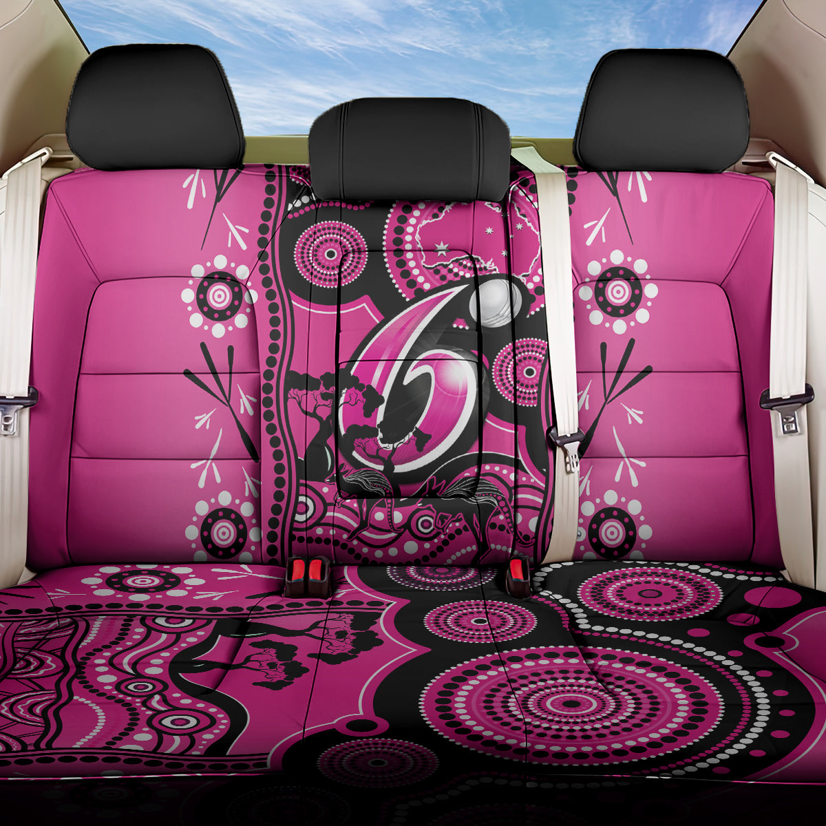 Sydney Sixers Cricket Back Car Seat Cover Happy Australia Day Aboriginal Art LT14